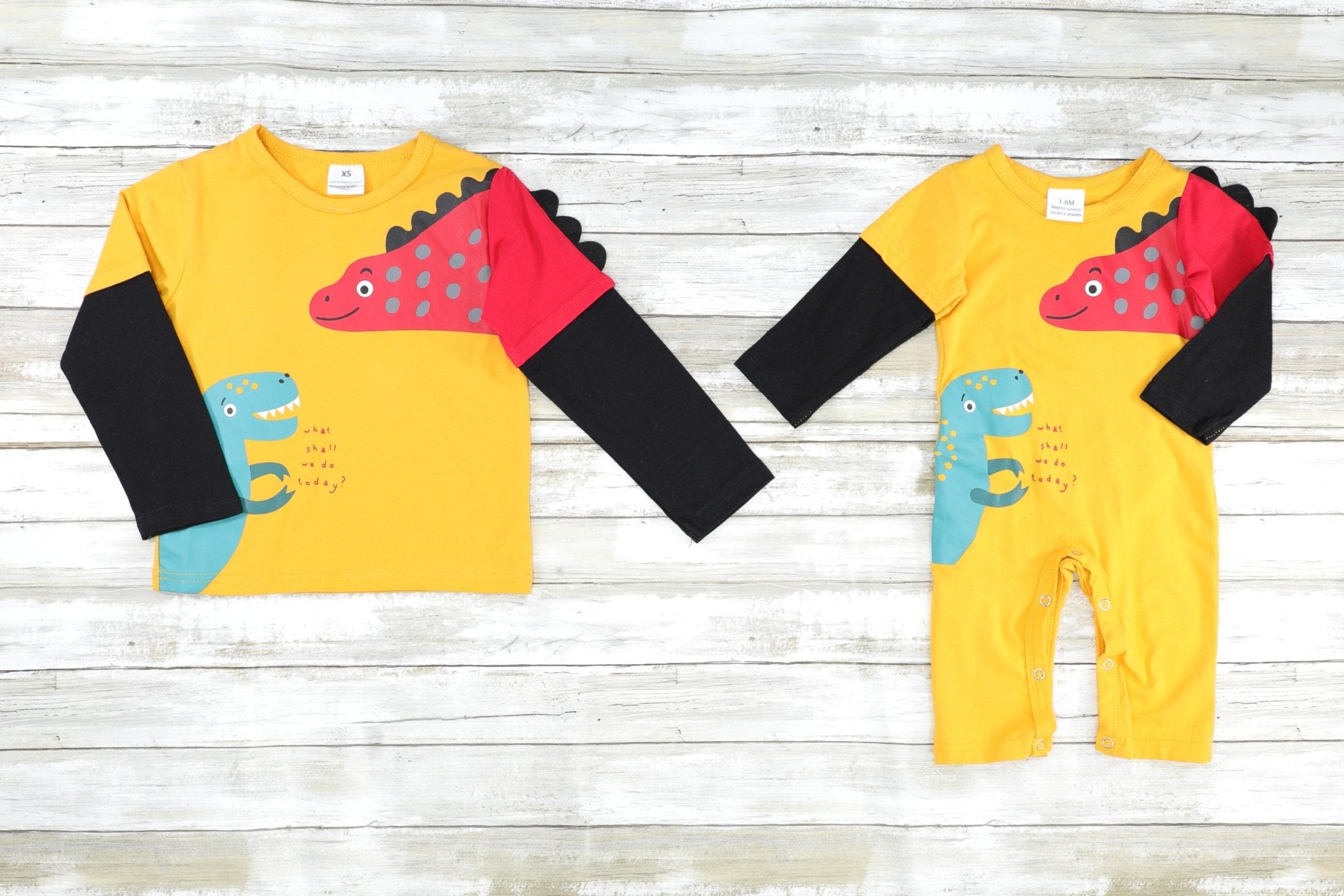 Mustard Dinosaur Layered Shirt - Marie Nicole Clothing