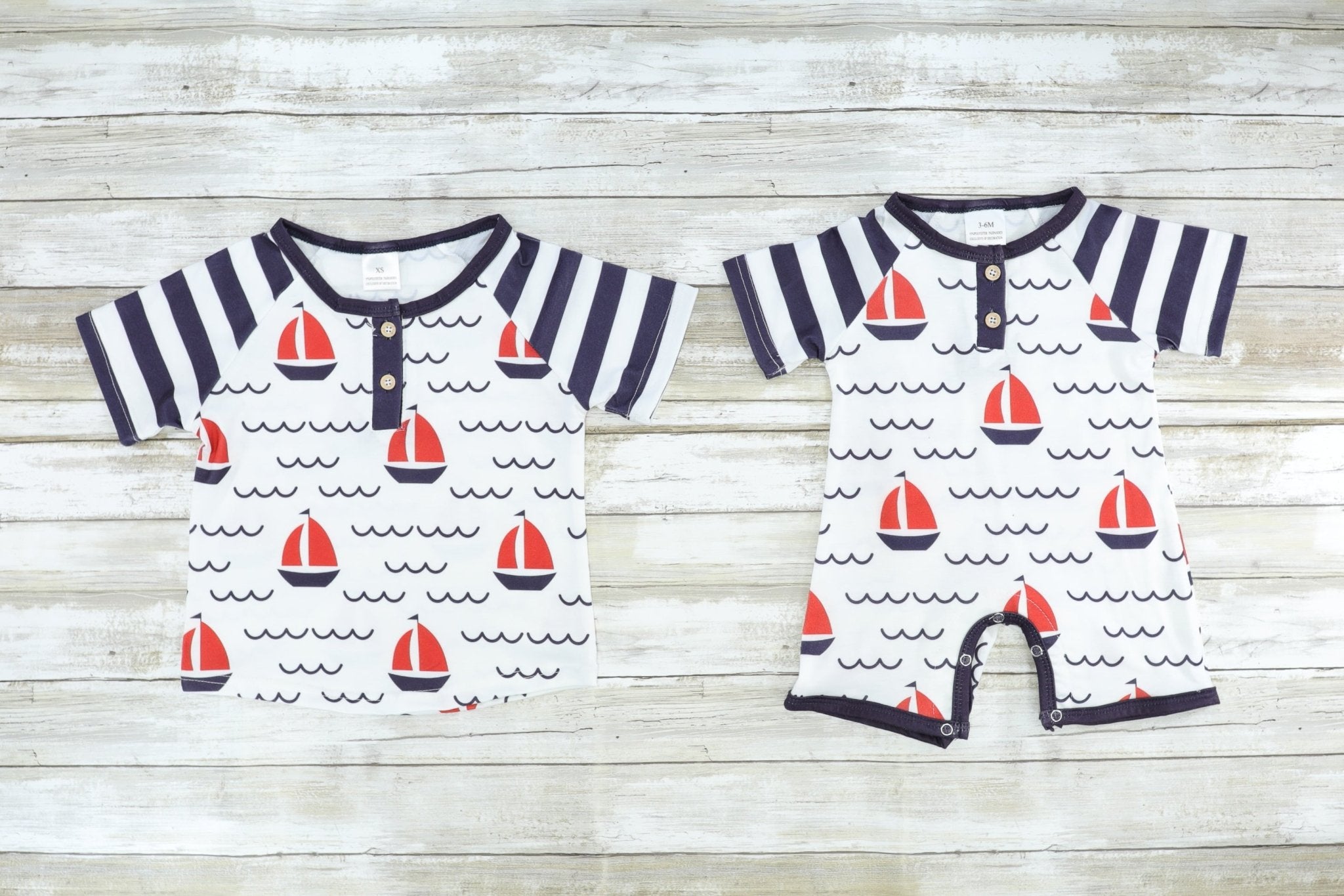 Red, White, & Blue Sailboat Romper - Marie Nicole Clothing