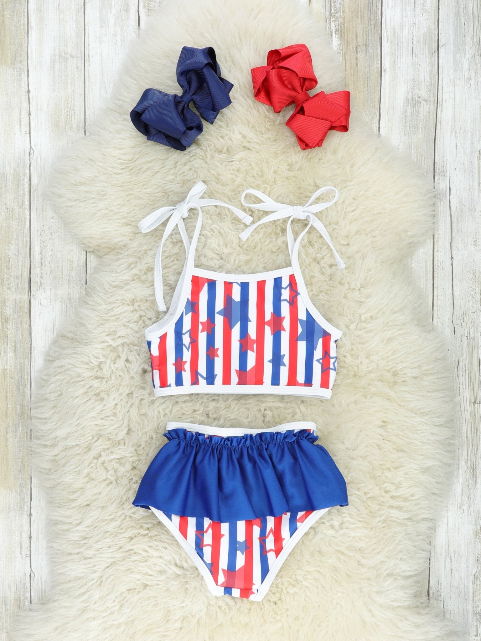Stars & Stripes Two - Piece Ruffle Swimsuit - Marie Nicole Clothing