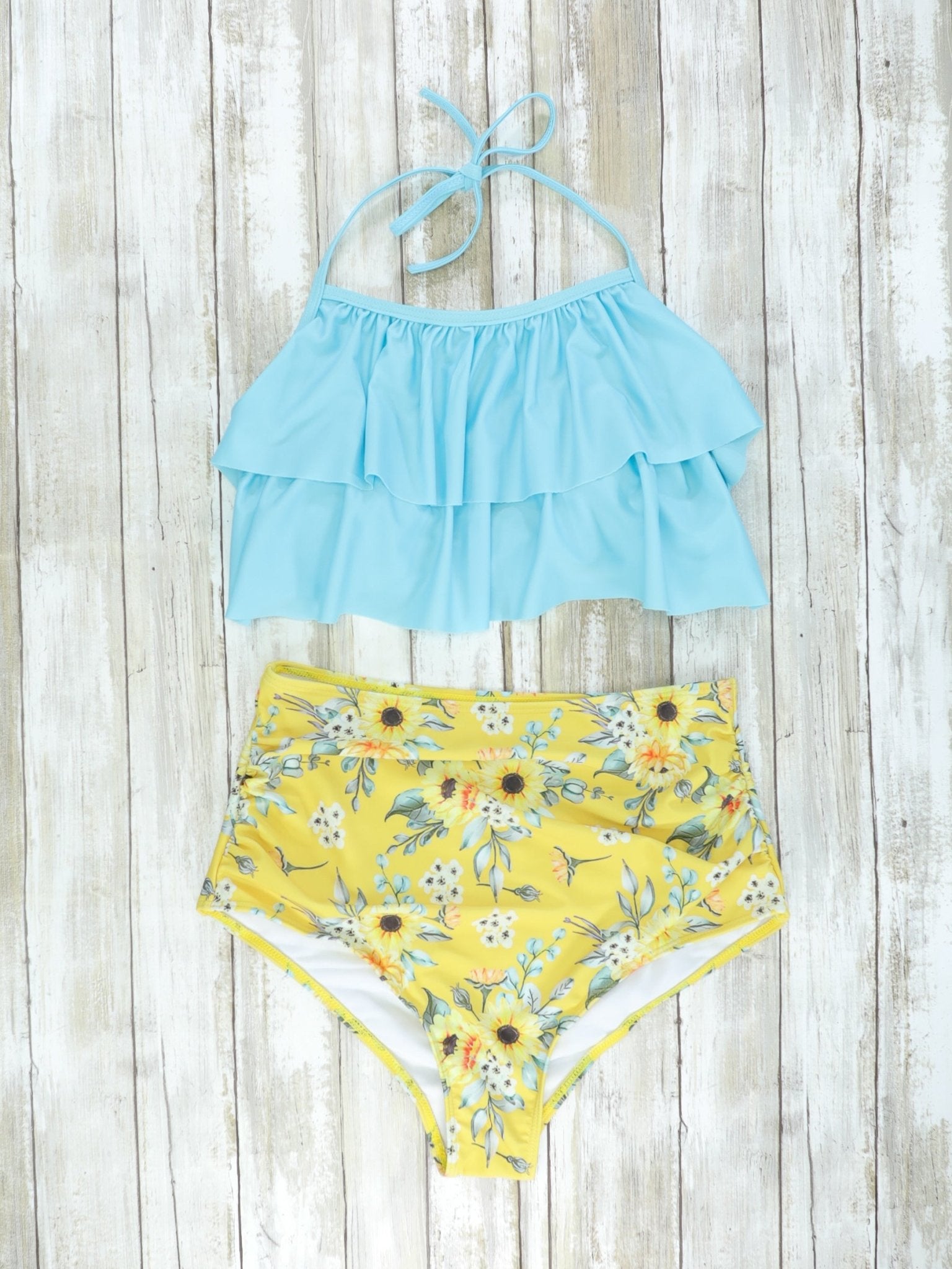 Mom & Me Sunflower Ruffle Swimsuit - Marie Nicole Clothing