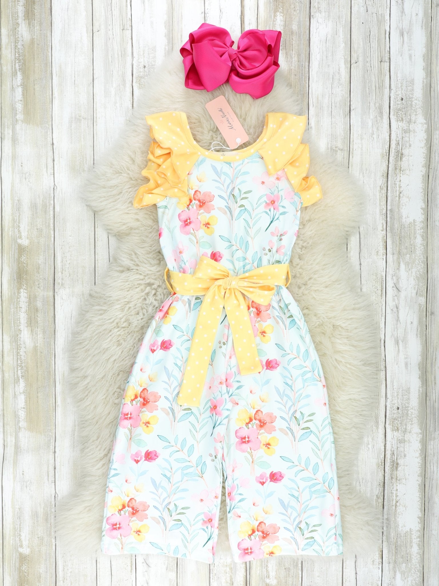 Watercolor Floral Ruffle Jumpsuit - Marie Nicole Clothing