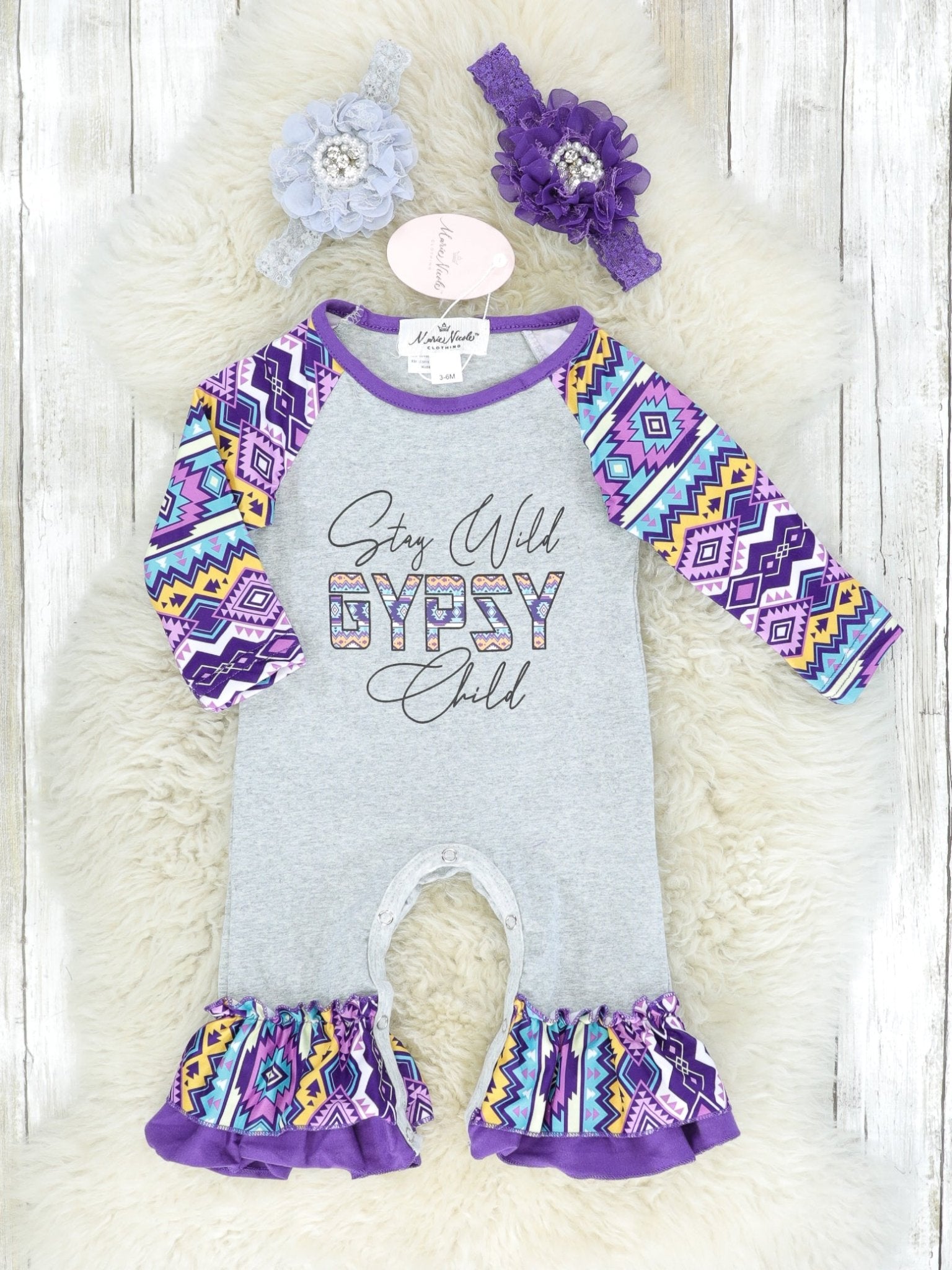 "Stay Wild Gypsy Child" Aztec Romper - Marie Nicole Clothing