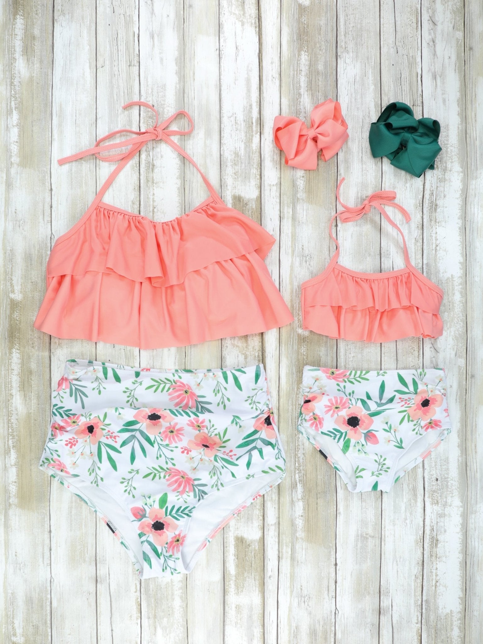 Mom & Me Apricot Anemone Ruffle Swimsuit - Marie Nicole Clothing