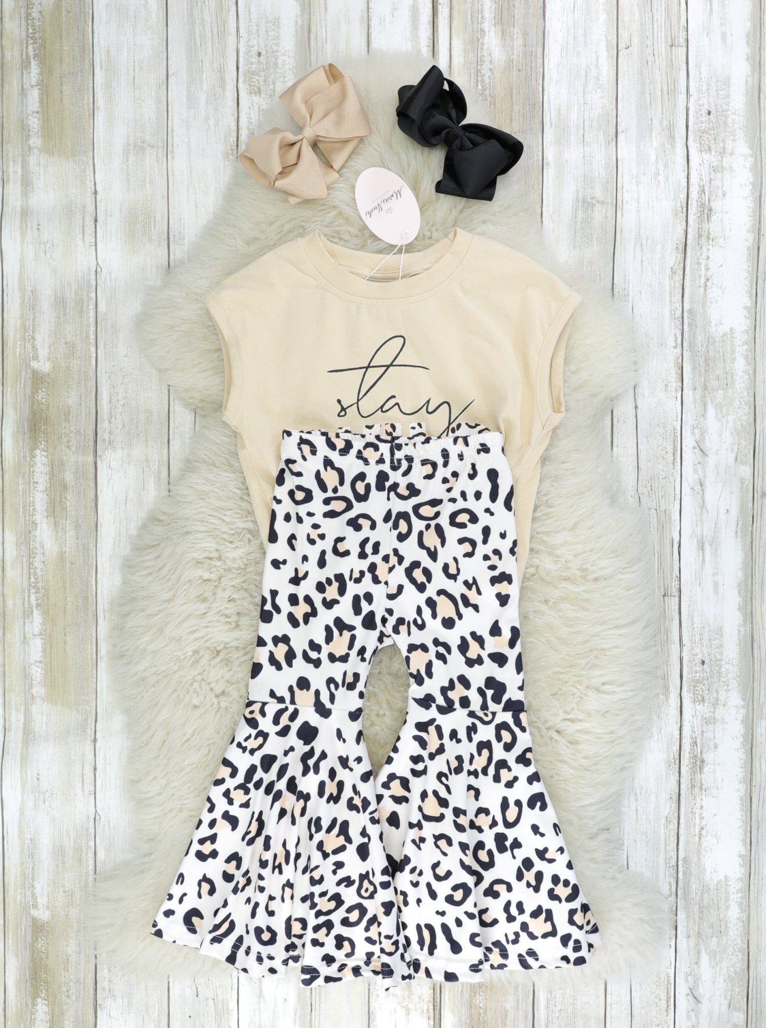 "Stay Wild" Tie Tank & Leopard Bell Bottoms Outfit - Marie Nicole Clothing