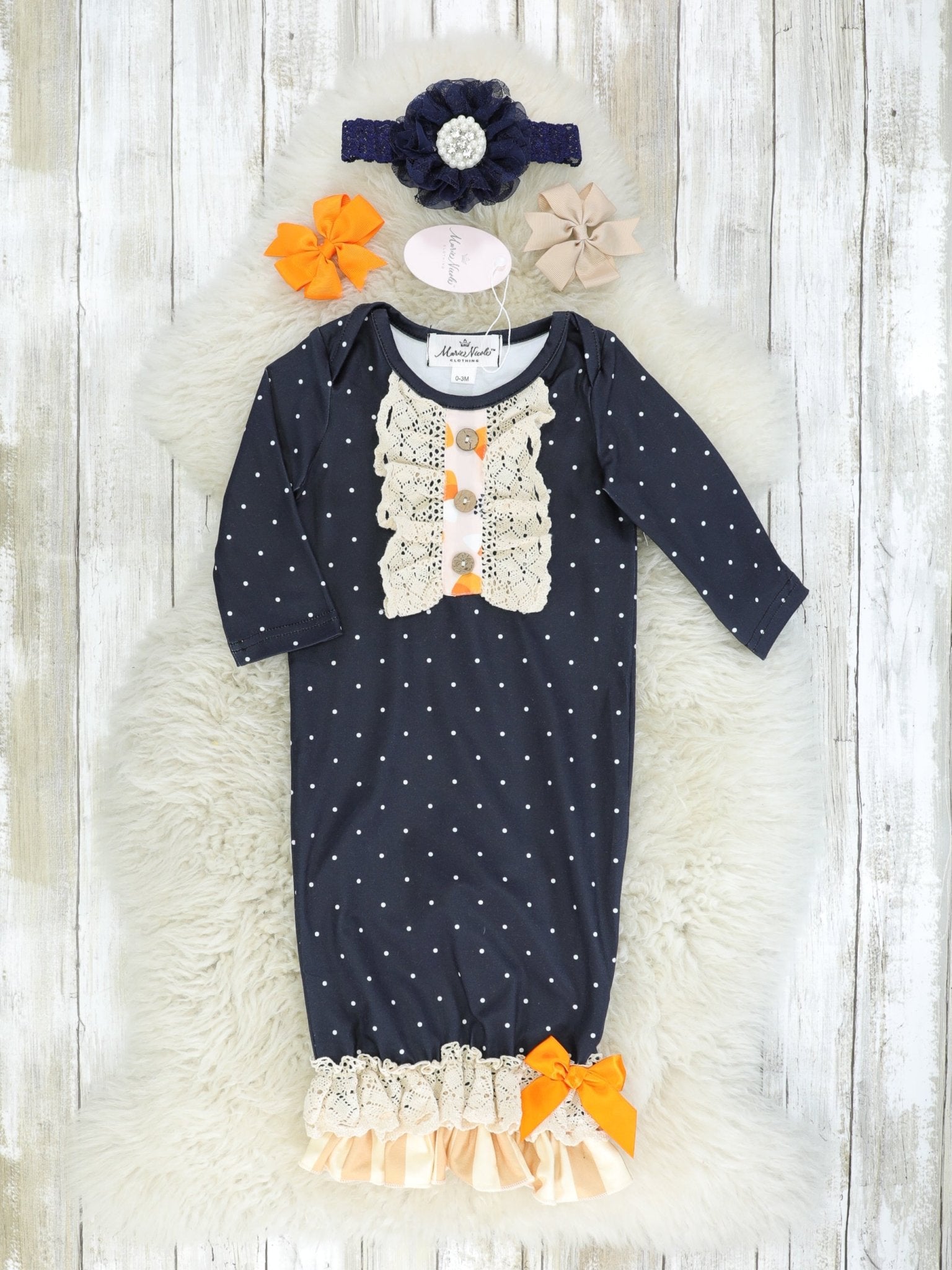 Polka Dot Candy Corn Gown - Marie Nicole Clothing