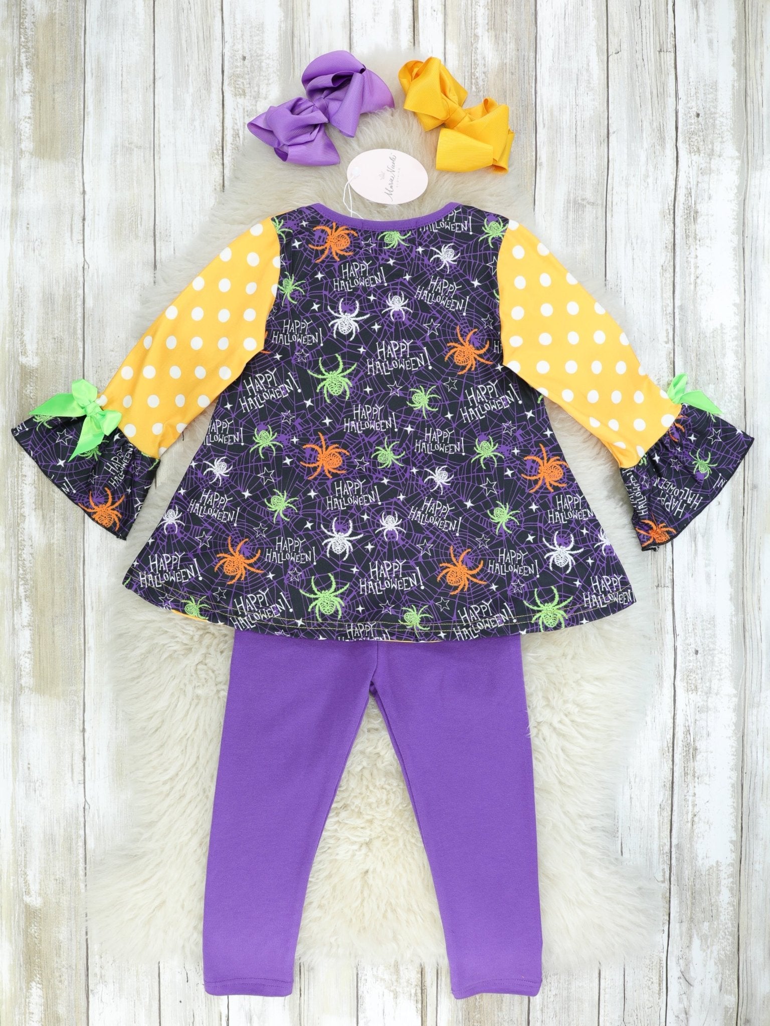 Orange Polka Dot "BOO" Outfit - Marie Nicole Clothing