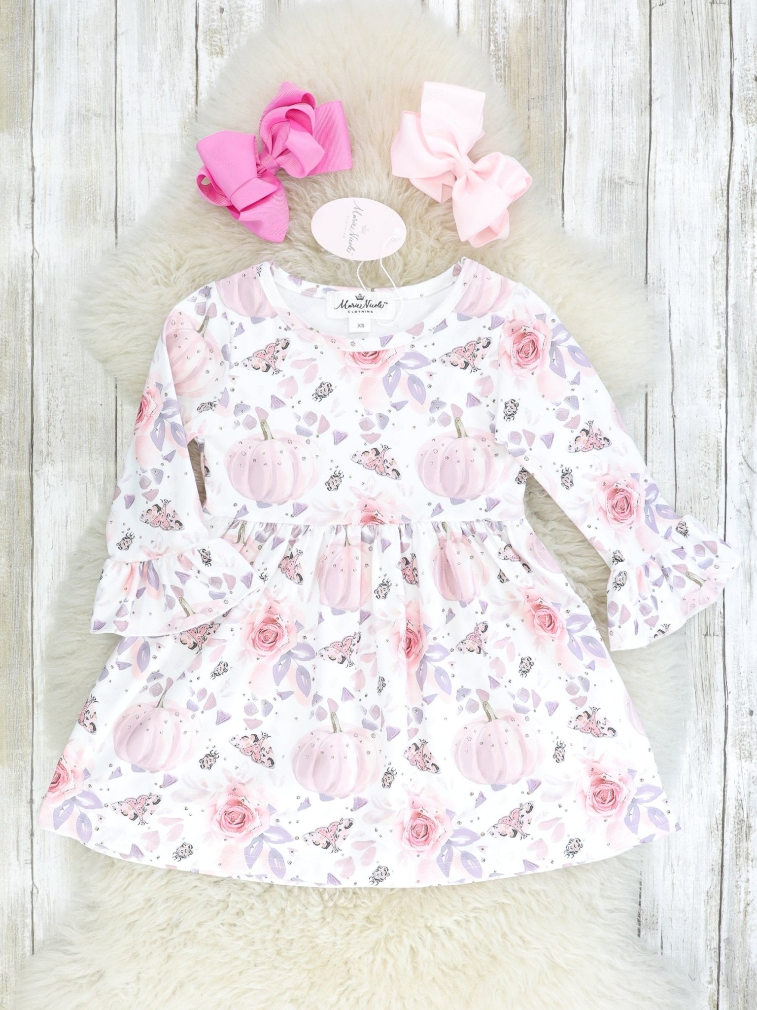 Pink Floral Pumpkin Dress - Marie Nicole Clothing