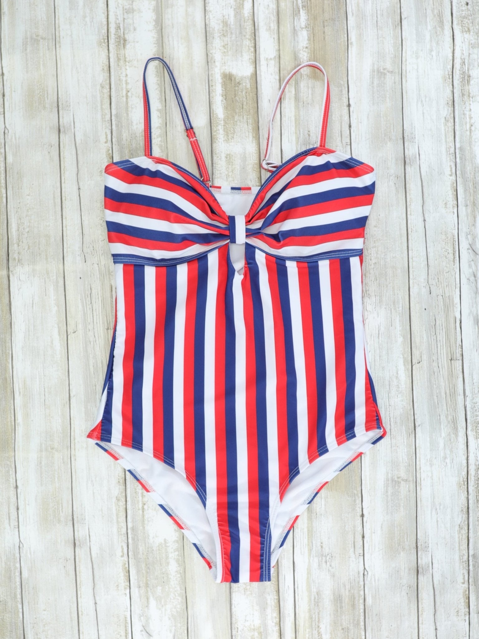 Family Red, White, & Blue Pinstriped Swimsuit - Marie Nicole Clothing