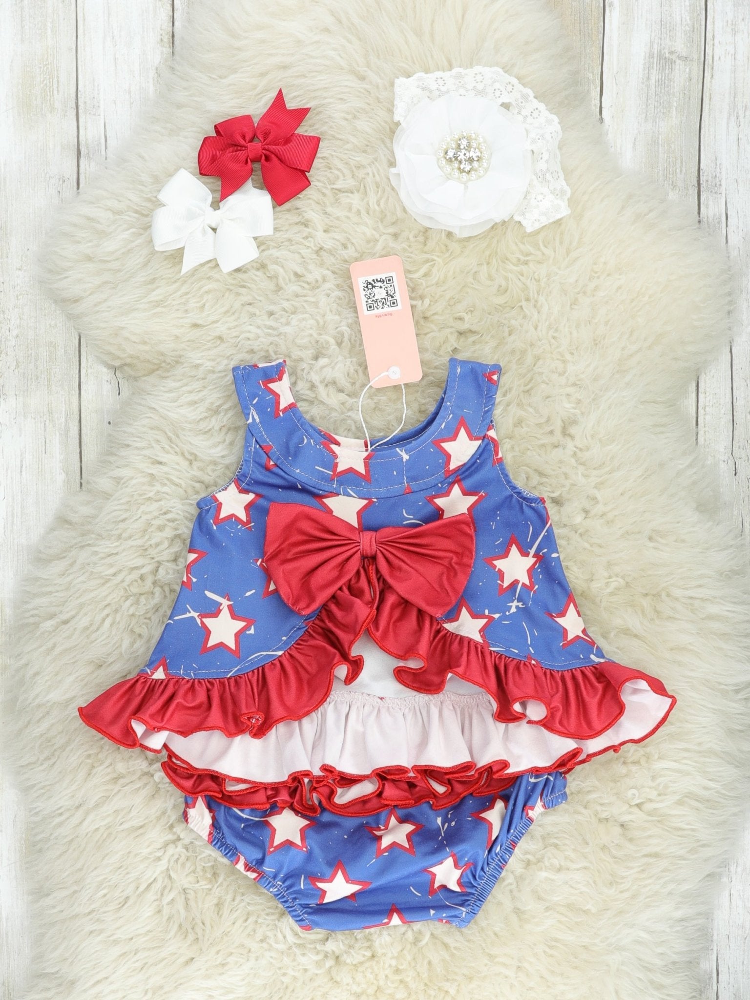 Patriotic Star Ruffle Bloomers Outfit - Marie Nicole Clothing