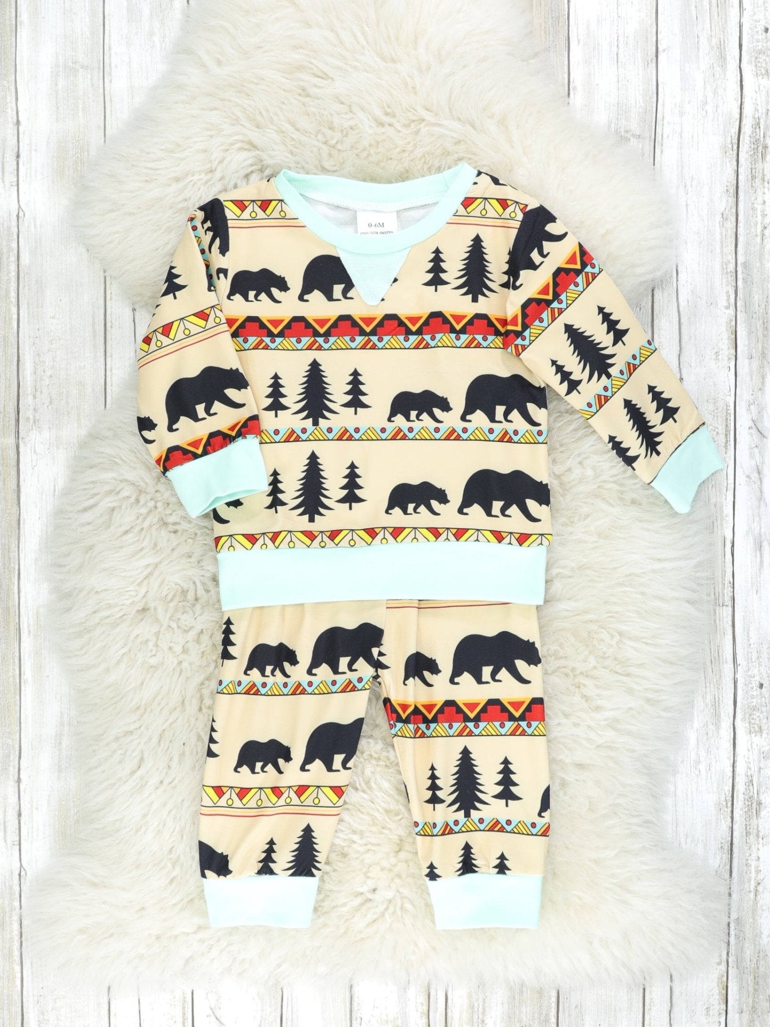 Cream & Mint Bear Outfit - Marie Nicole Clothing