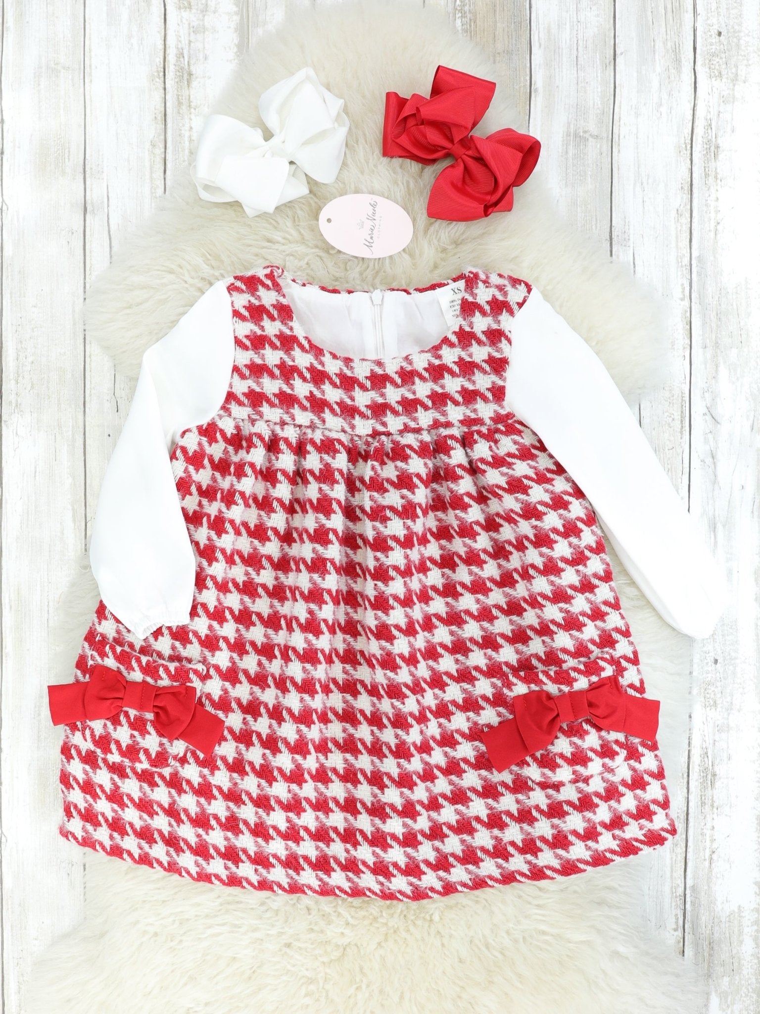 Red Houndstooth Bow Pocket Dress – Marie Nicole Clothing