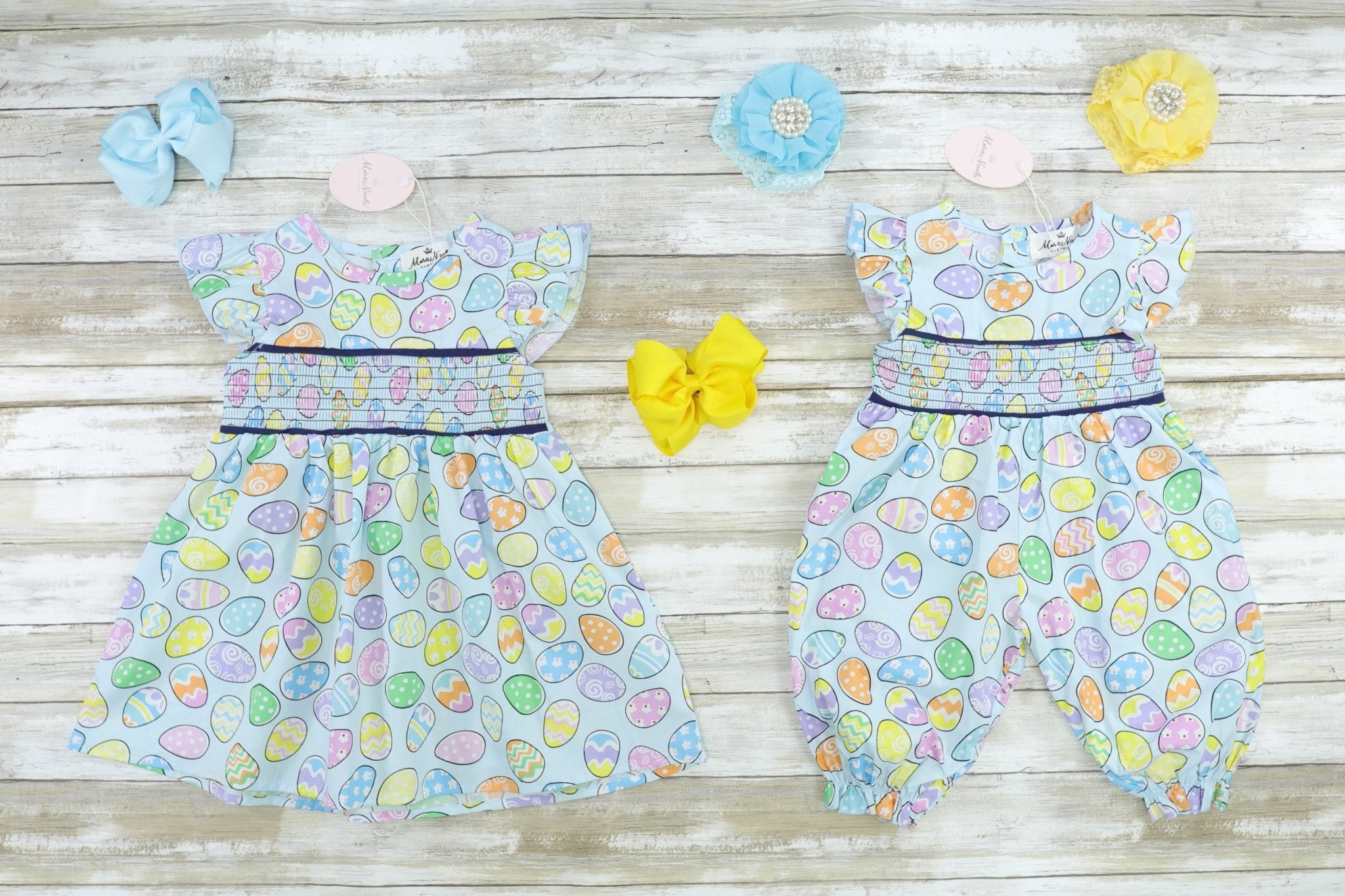 Easter Egg Smocked Ruffle Romper - Marie Nicole Clothing