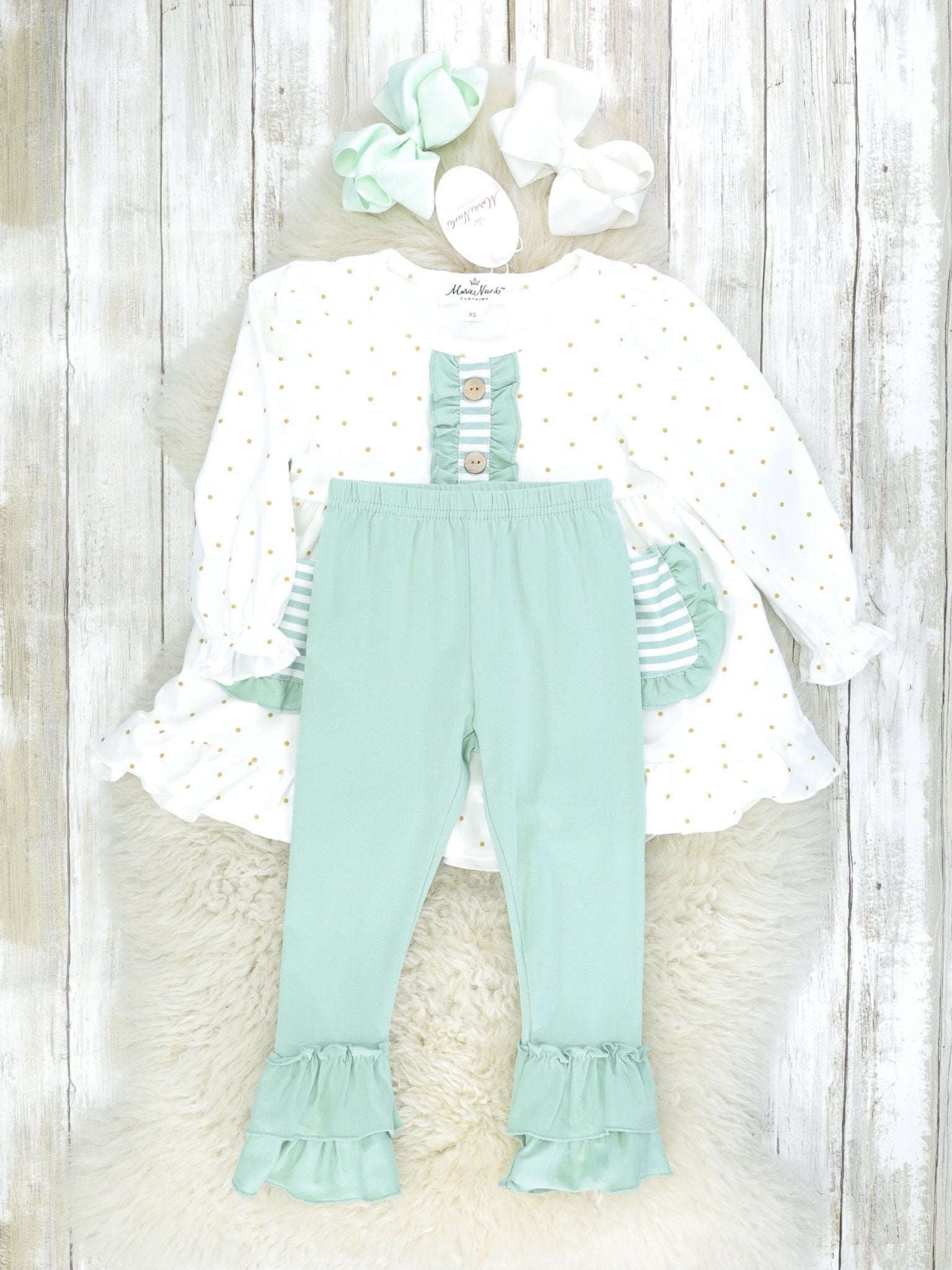Sage Ruffle Tunic Outfit - Marie Nicole Clothing