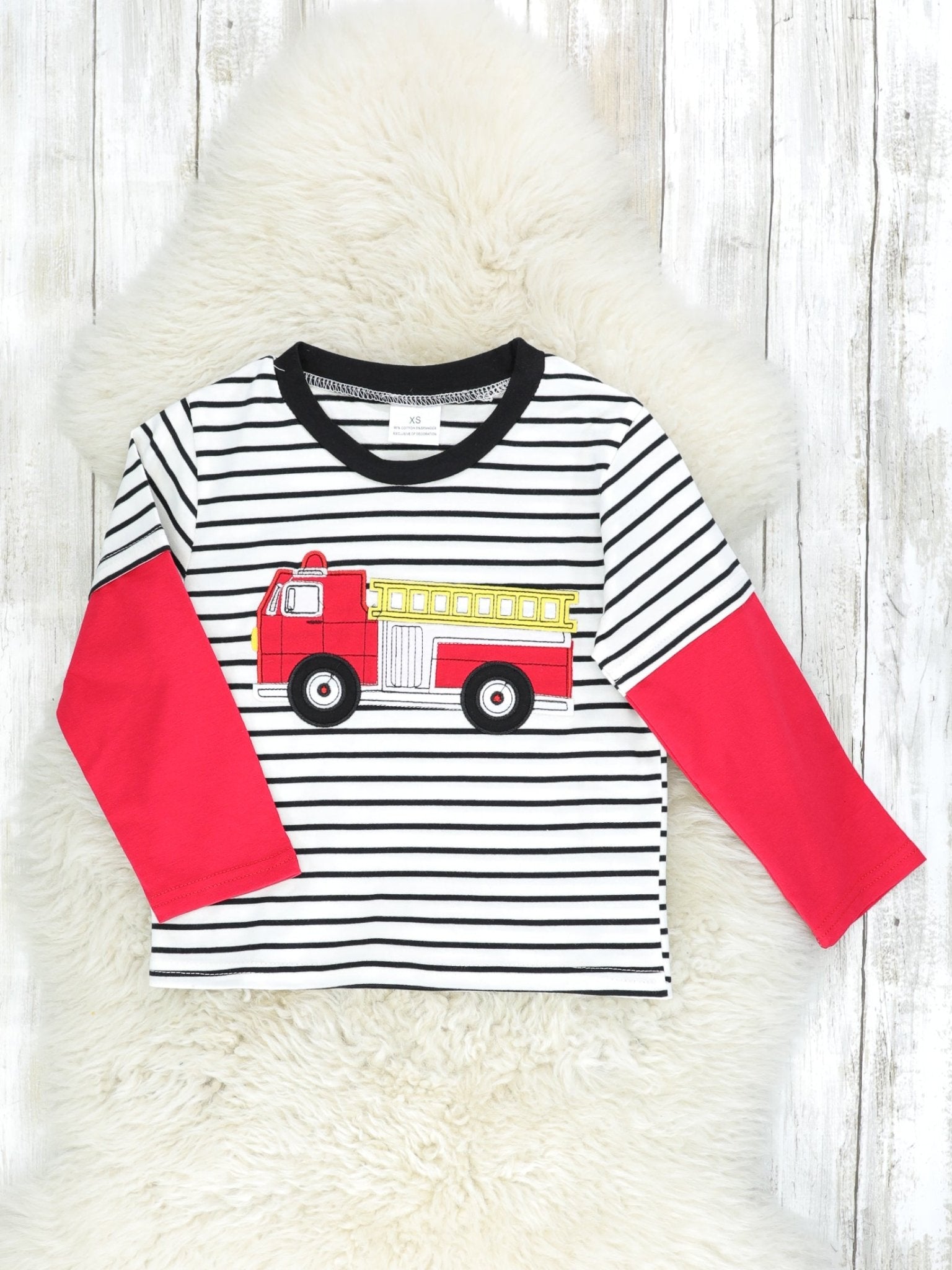 Red Striped Firetruck Layered Shirt - Marie Nicole Clothing