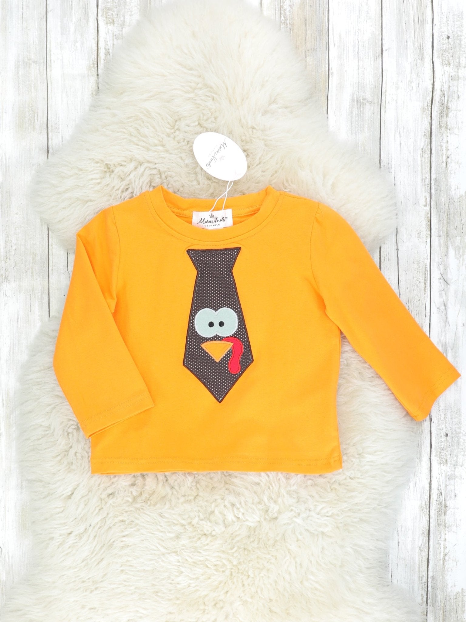 Orange Turkey Tie Long Sleeve Shirt - Marie Nicole Clothing