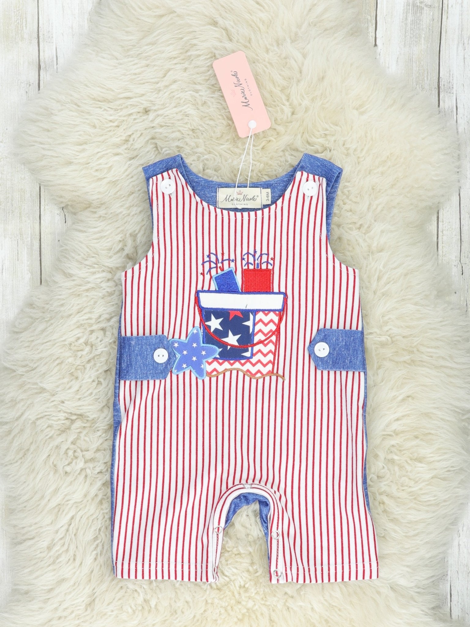 Patriotic Pinstripe Beach Bucket Johnny - Marie Nicole Clothing