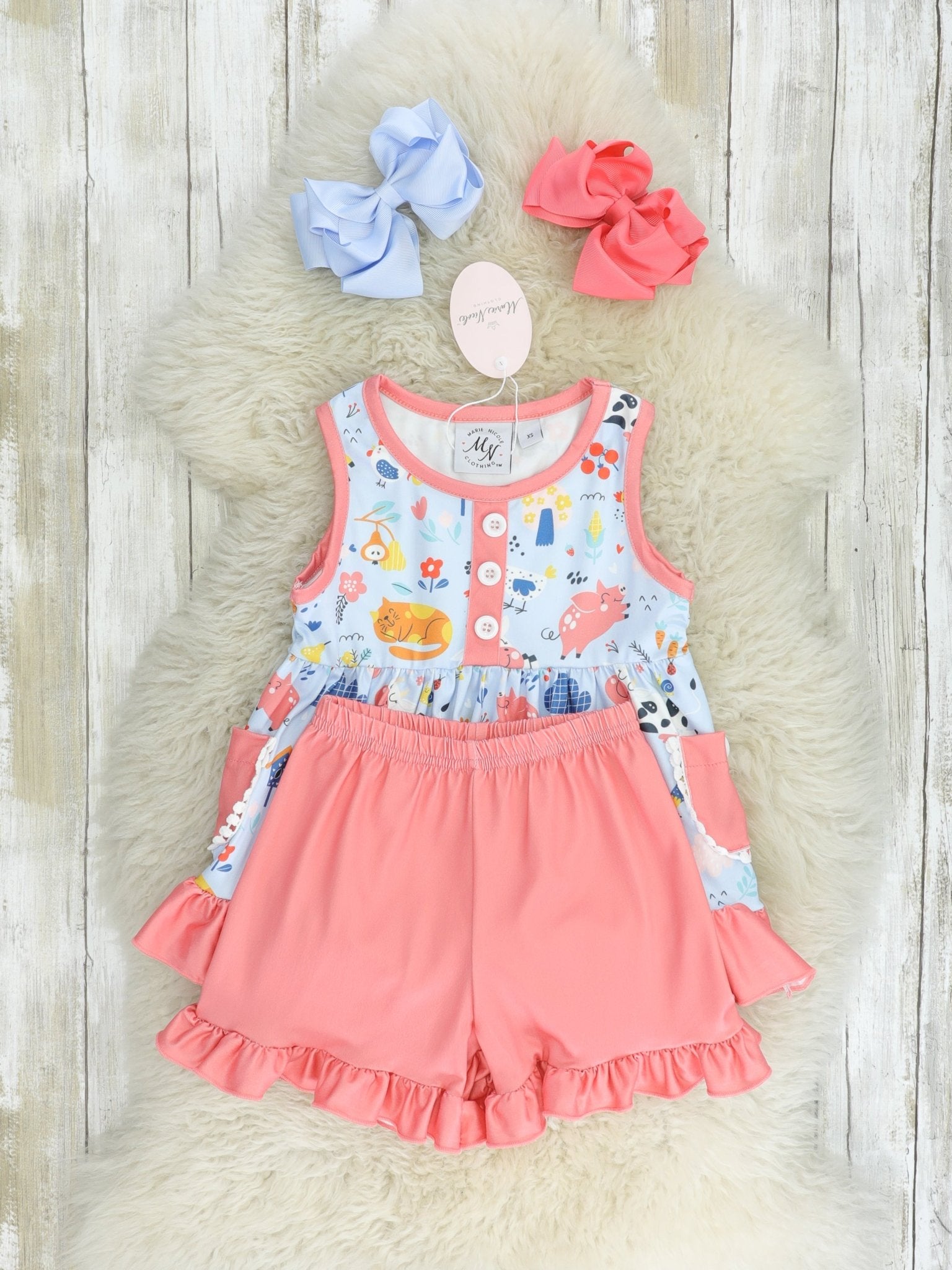 Coral Farm Ruffle Outfit - Marie Nicole Clothing