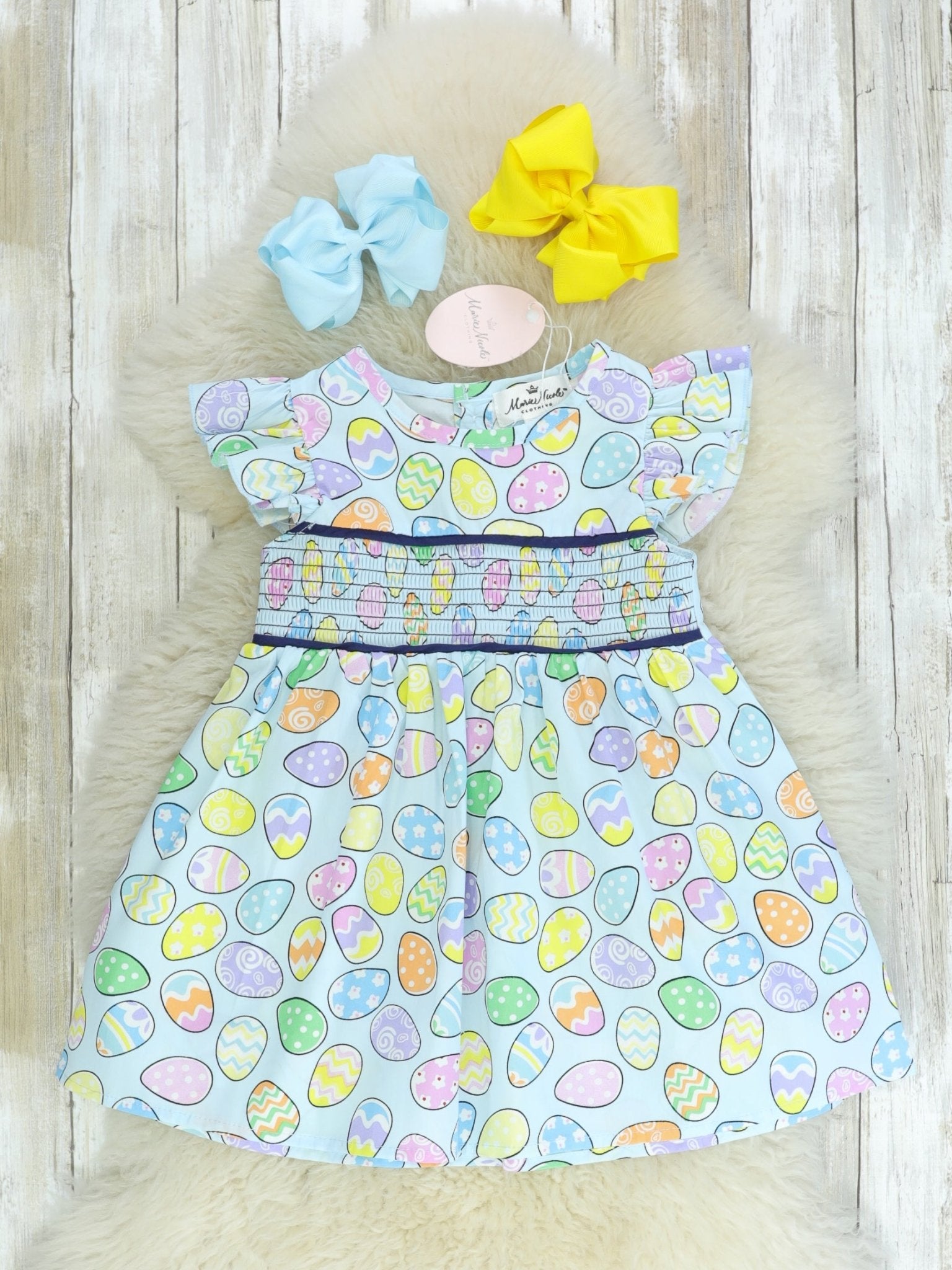 Easter Egg Smocked Ruffle Dress - Marie Nicole Clothing