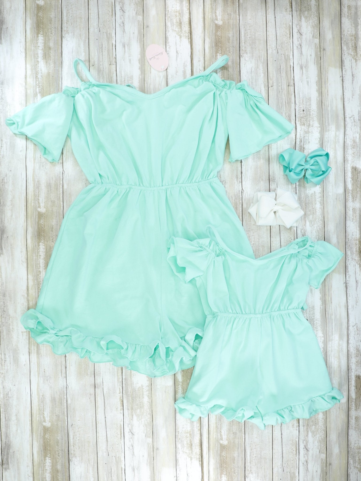 Mom & Me Mint Halter Rompers - Marie Nicole Clothing