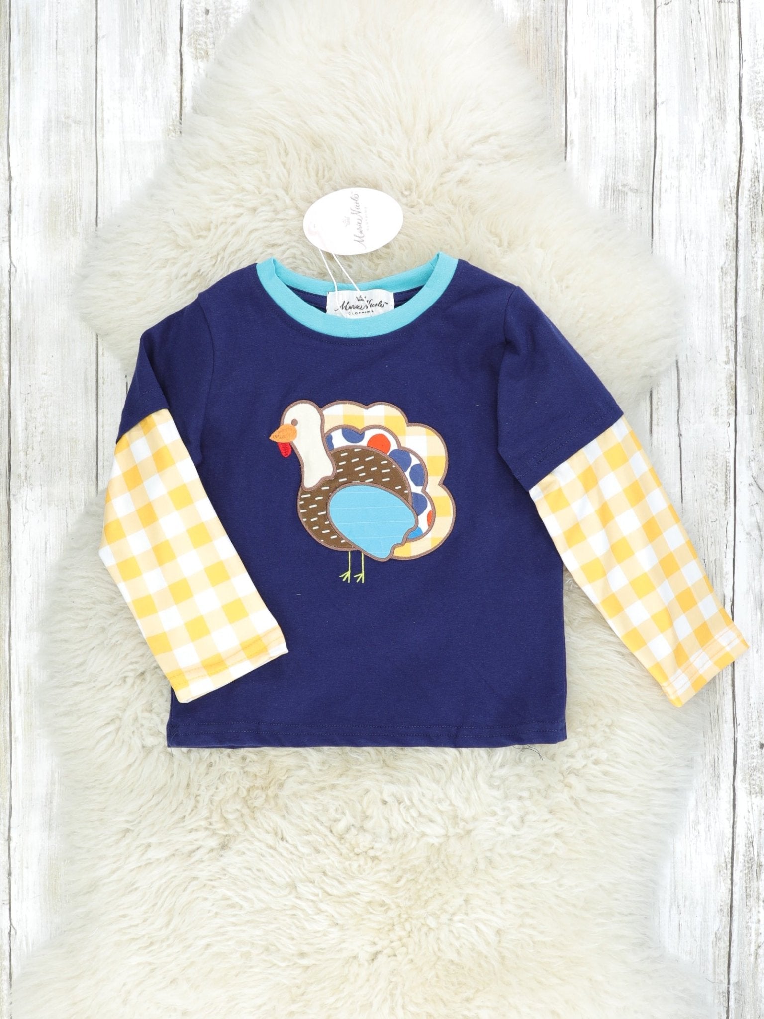 Yellow Gingham Turkey Shirt - Marie Nicole Clothing