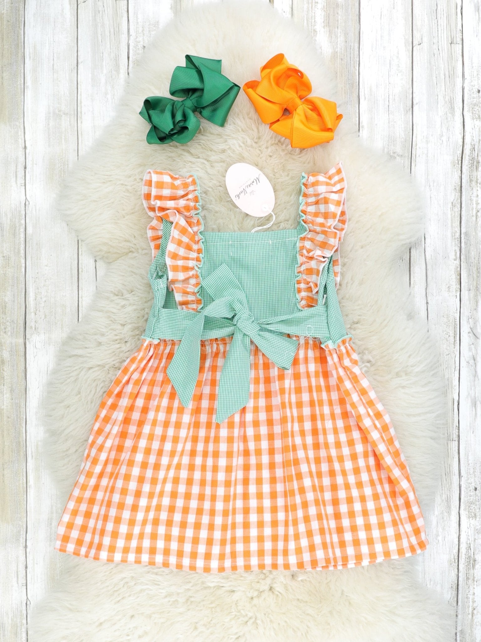Orange Gingham Pumpkin Tank Dress - Marie Nicole Clothing