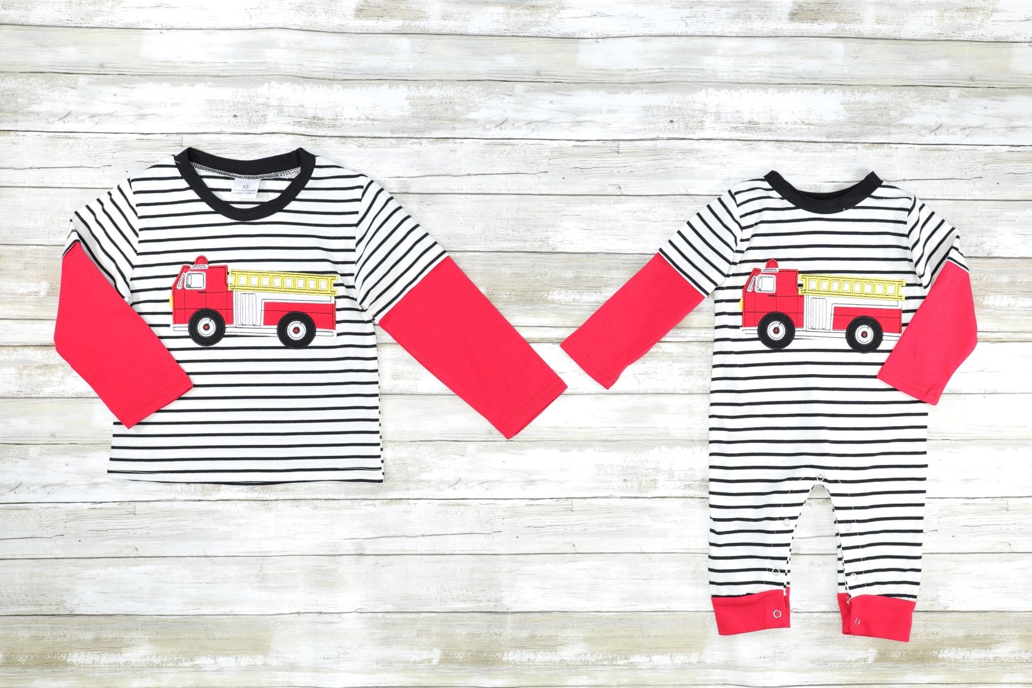 Red Striped Firetruck Layered Shirt - Marie Nicole Clothing