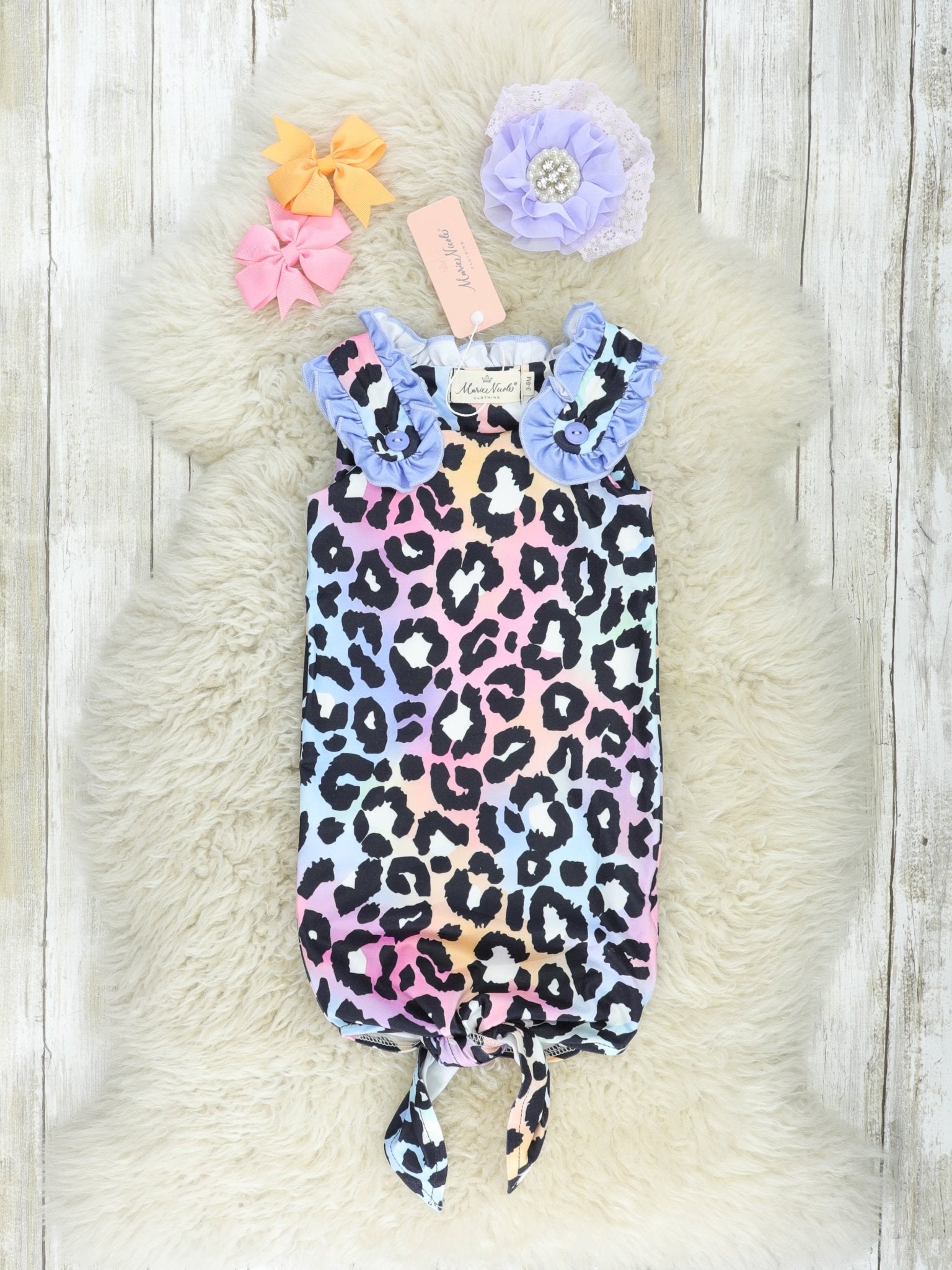 Purple Leopard Rainbow Knot Gown - Marie Nicole Clothing