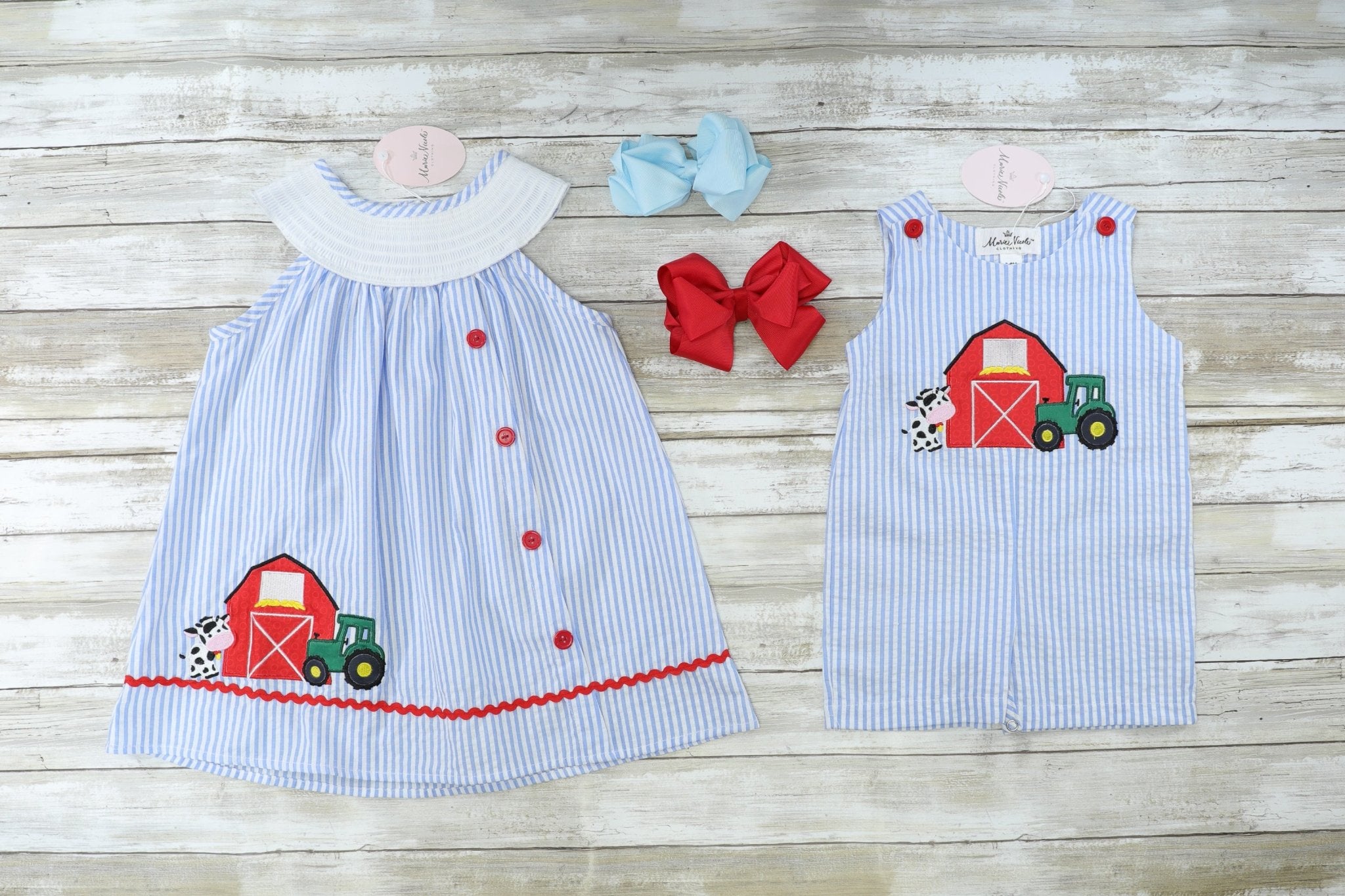 Striped Farm Animal Asymmetrical Dress - Marie Nicole Clothing