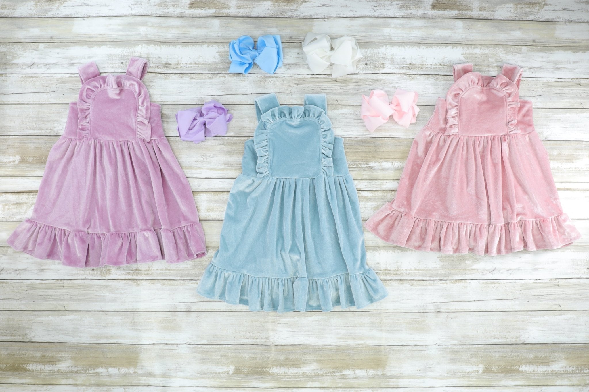 Lavender Velvet Ruffle Dress - Marie Nicole Clothing
