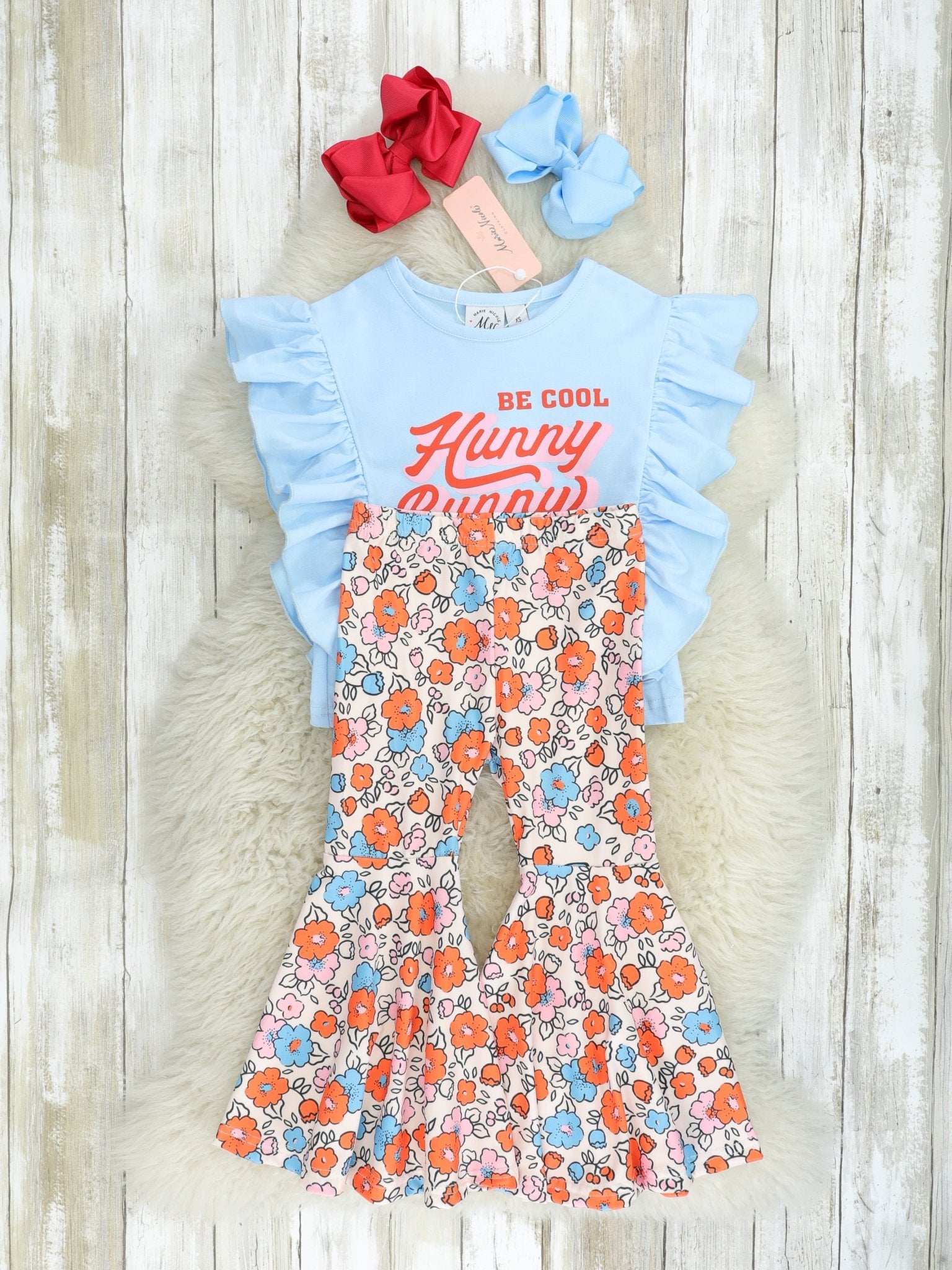 "Hunny Bunny" Bright Floral Bell Bottoms - Marie Nicole Clothing