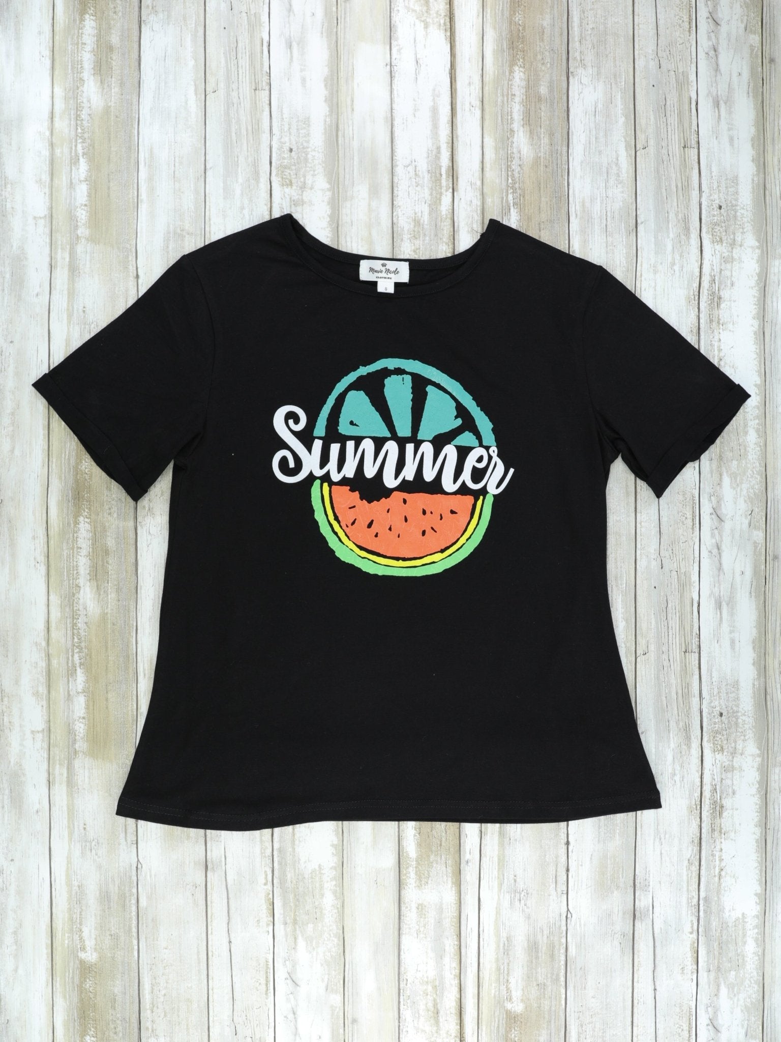 Mom & Me Black Summer Watermelon Shirts - Marie Nicole Clothing