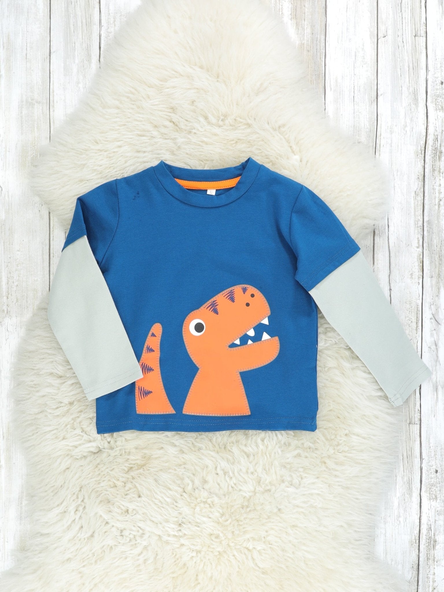 Navy & Orange T - Rex Layered Shirt - Marie Nicole Clothing