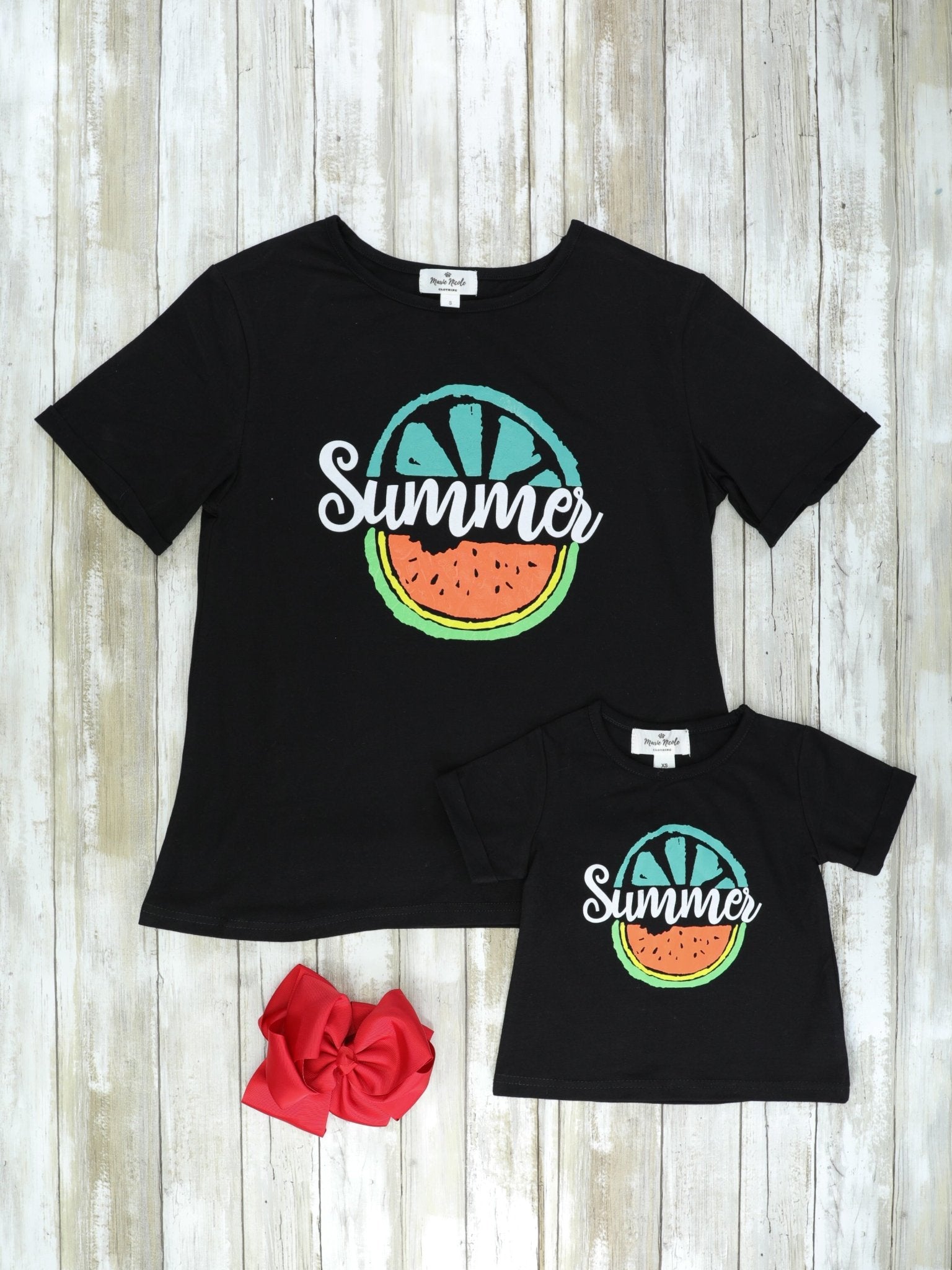 Mom & Me Black Summer Watermelon Shirts - Marie Nicole Clothing