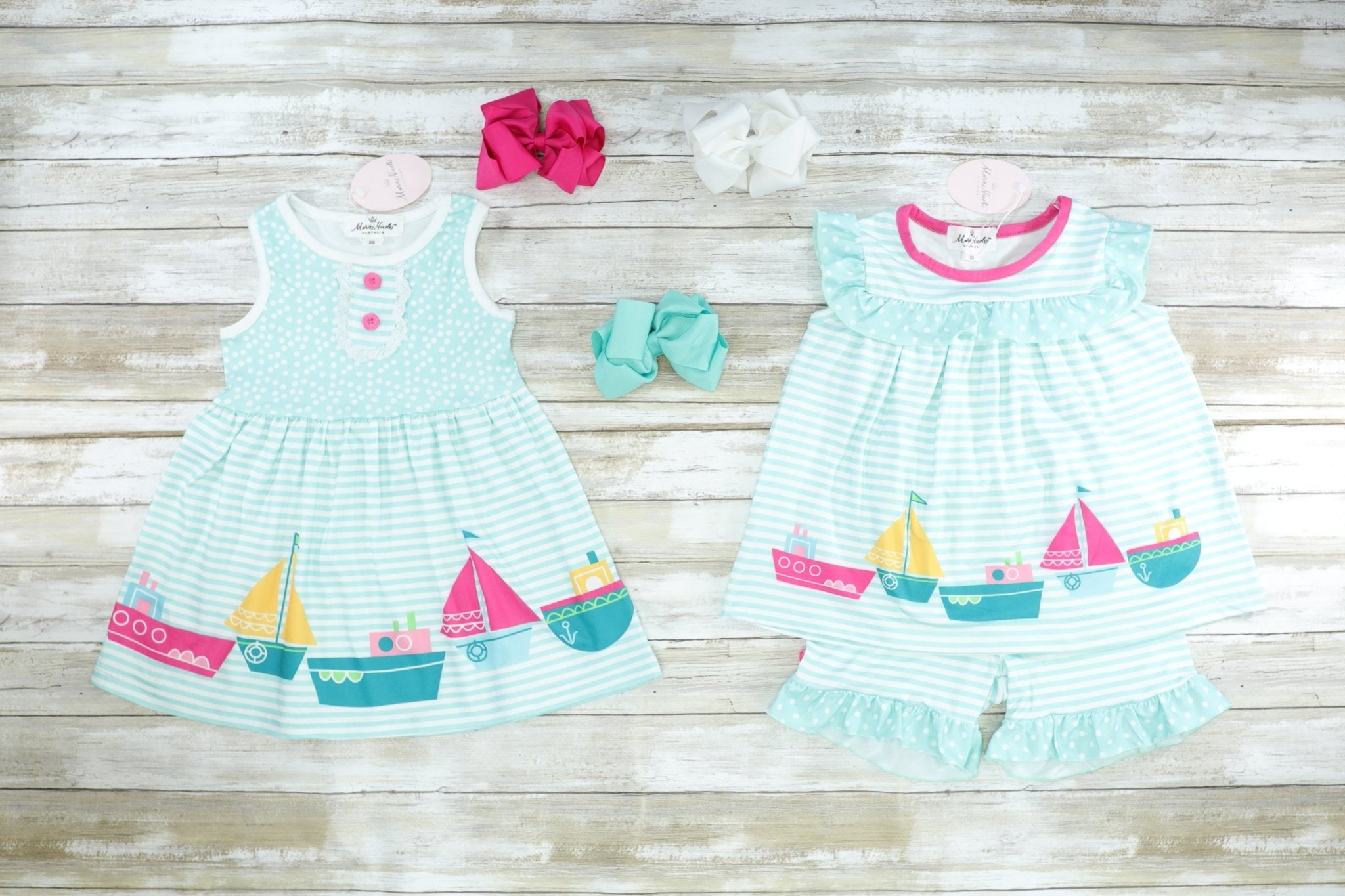 Mint Striped Boat Outfit - Marie Nicole Clothing