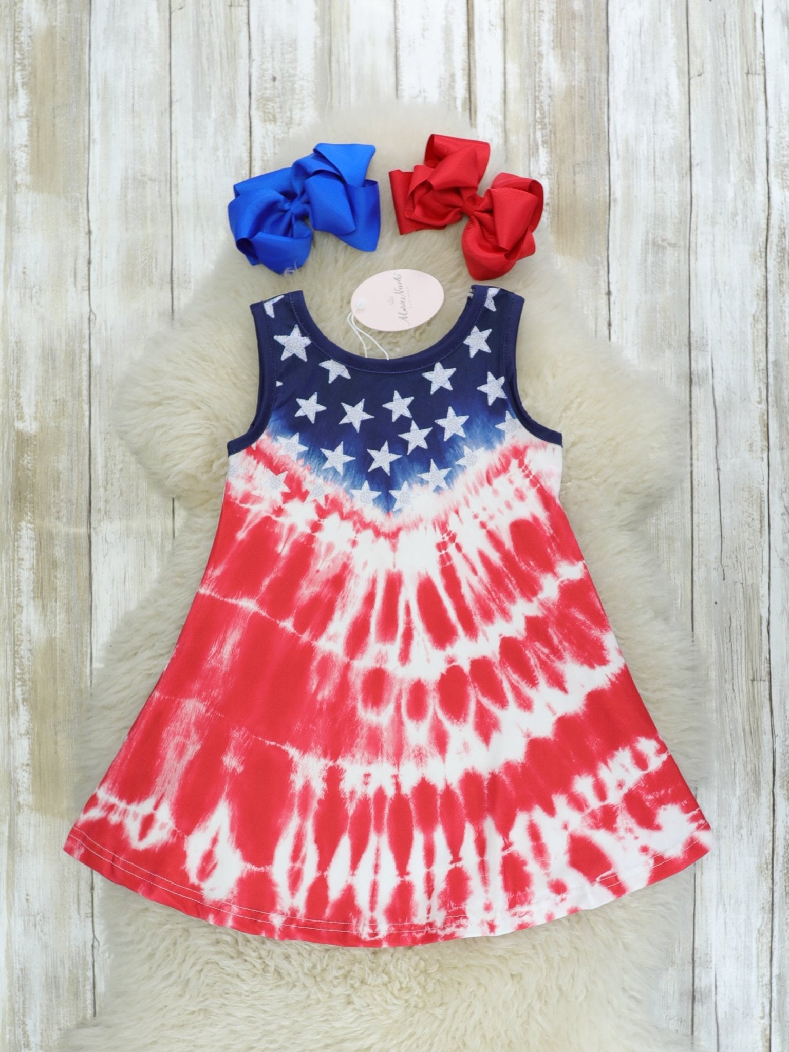 Red Tie Dye Star Swing Dress - Marie Nicole Clothing