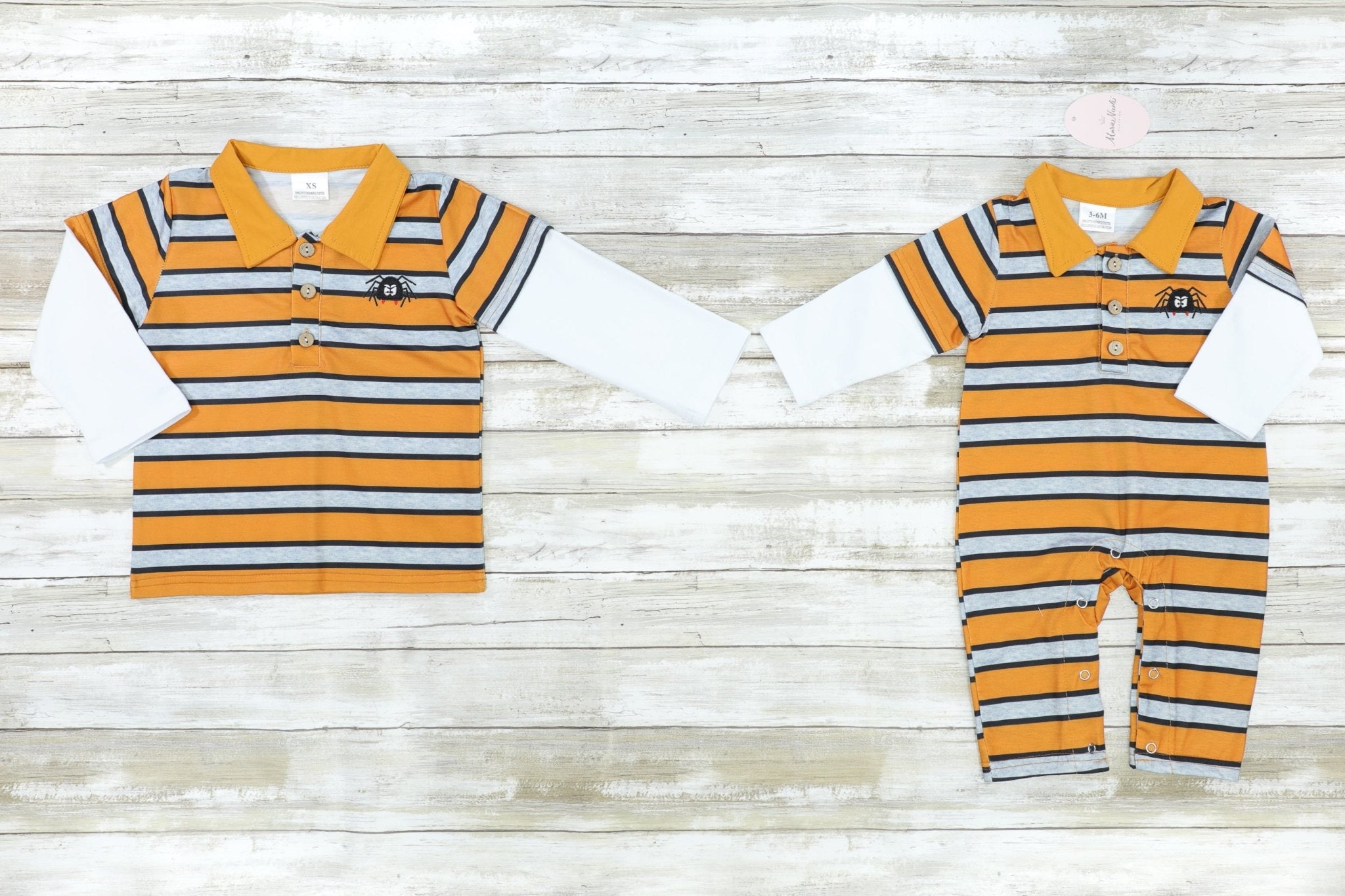 Striped Spider Polo Romper - Marie Nicole Clothing