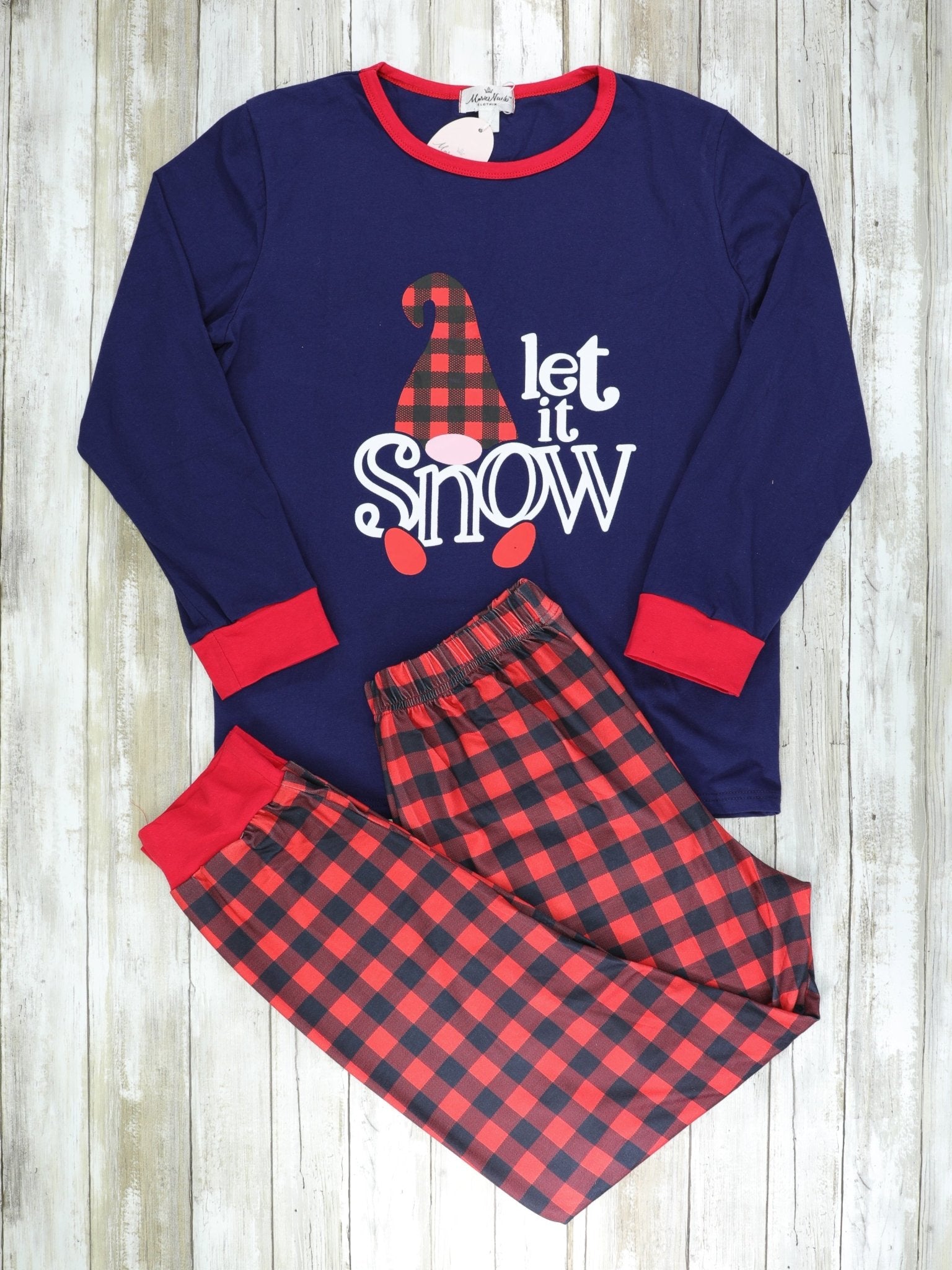 Family Snow Navy Plaid Pajamas - Marie Nicole Clothing
