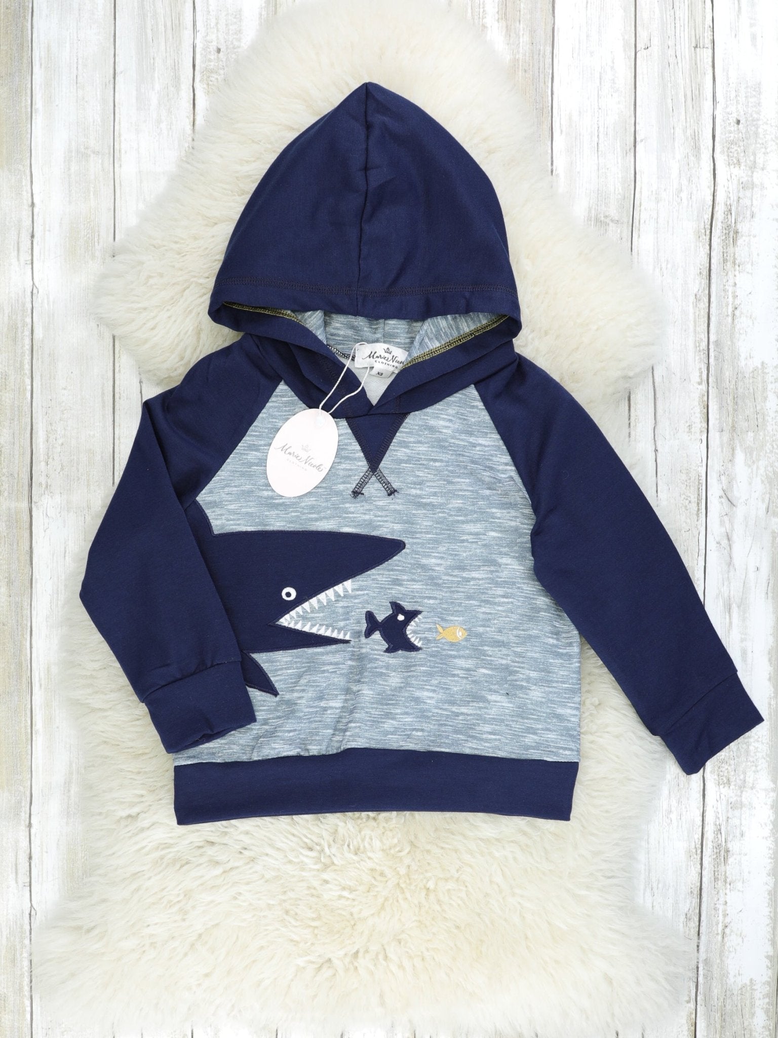 Black Shark Raglan Hoodie - Marie Nicole Clothing