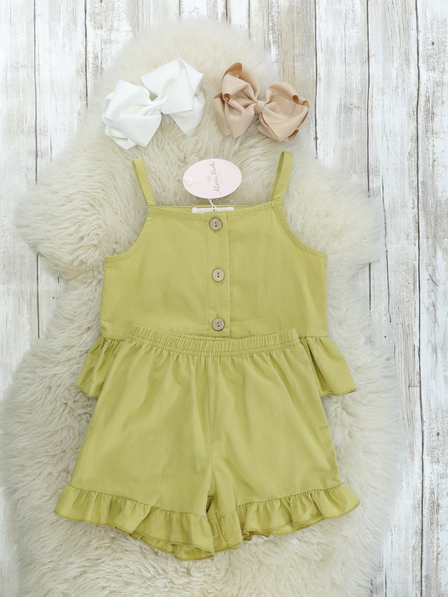 Sage Linen Tank & Shorts Outfit - Marie Nicole Clothing