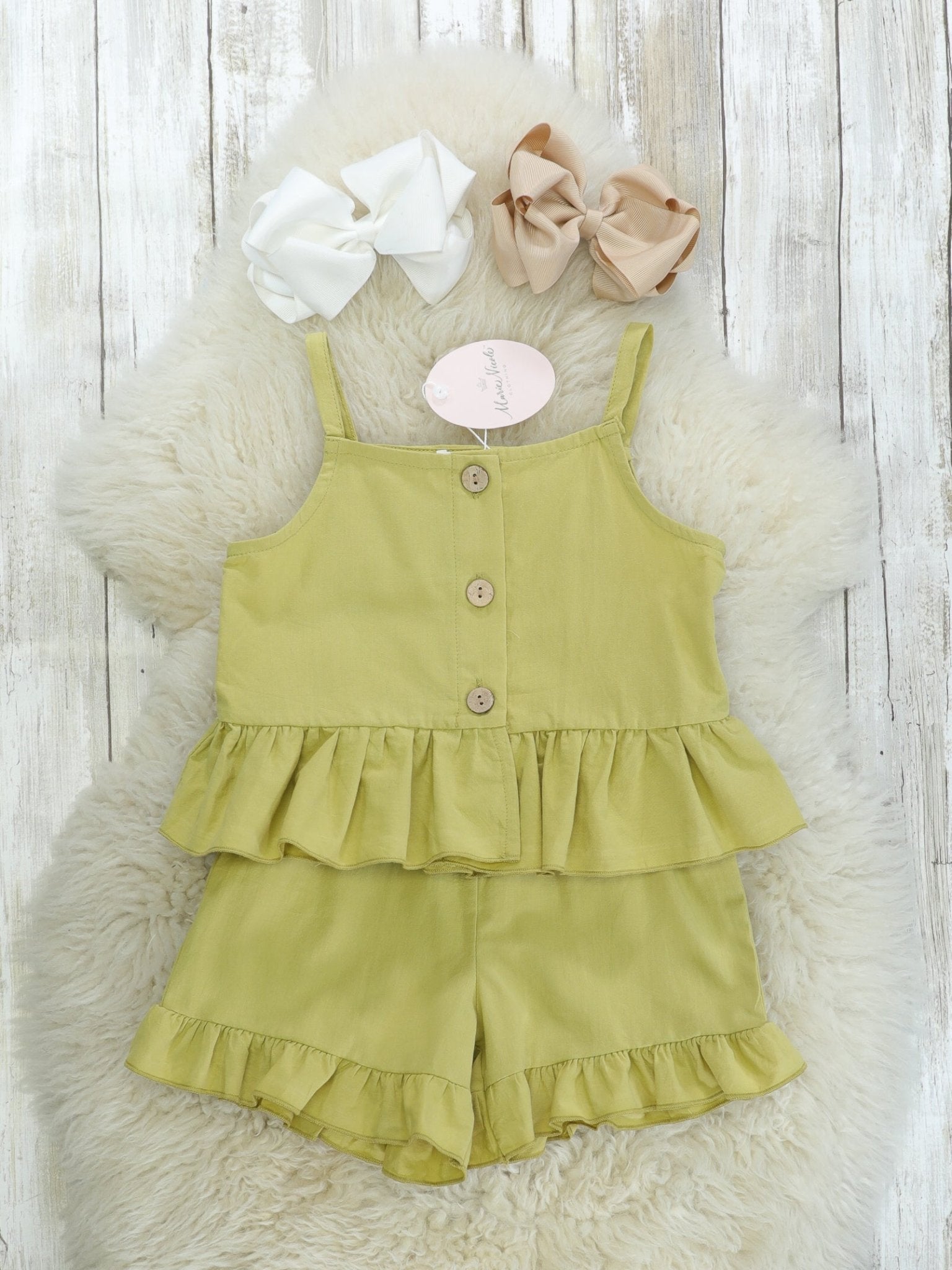 Sage Linen Tank & Shorts Outfit - Marie Nicole Clothing