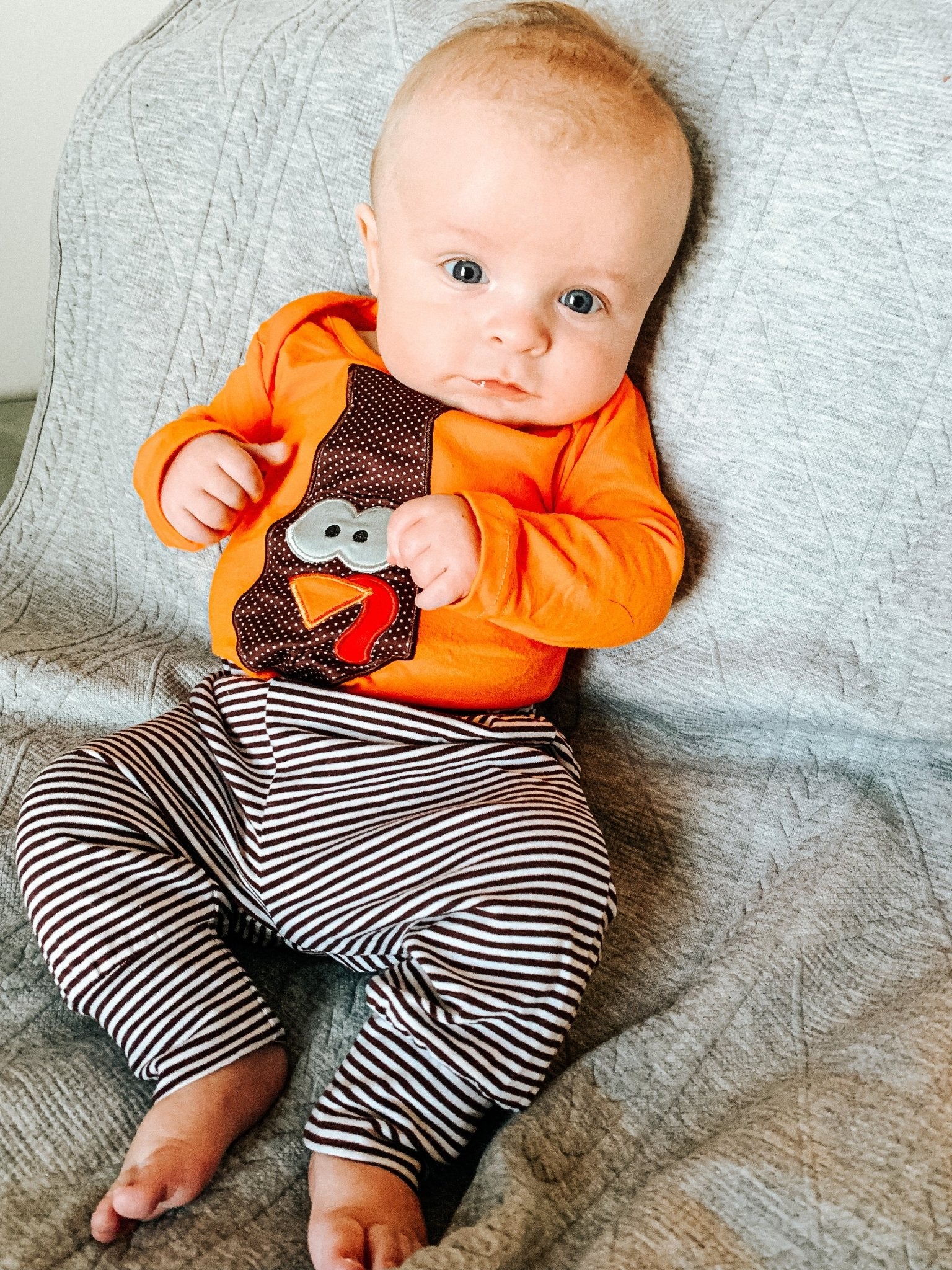 Orange Turkey Tie Long Sleeve Outfit - Marie Nicole Clothing