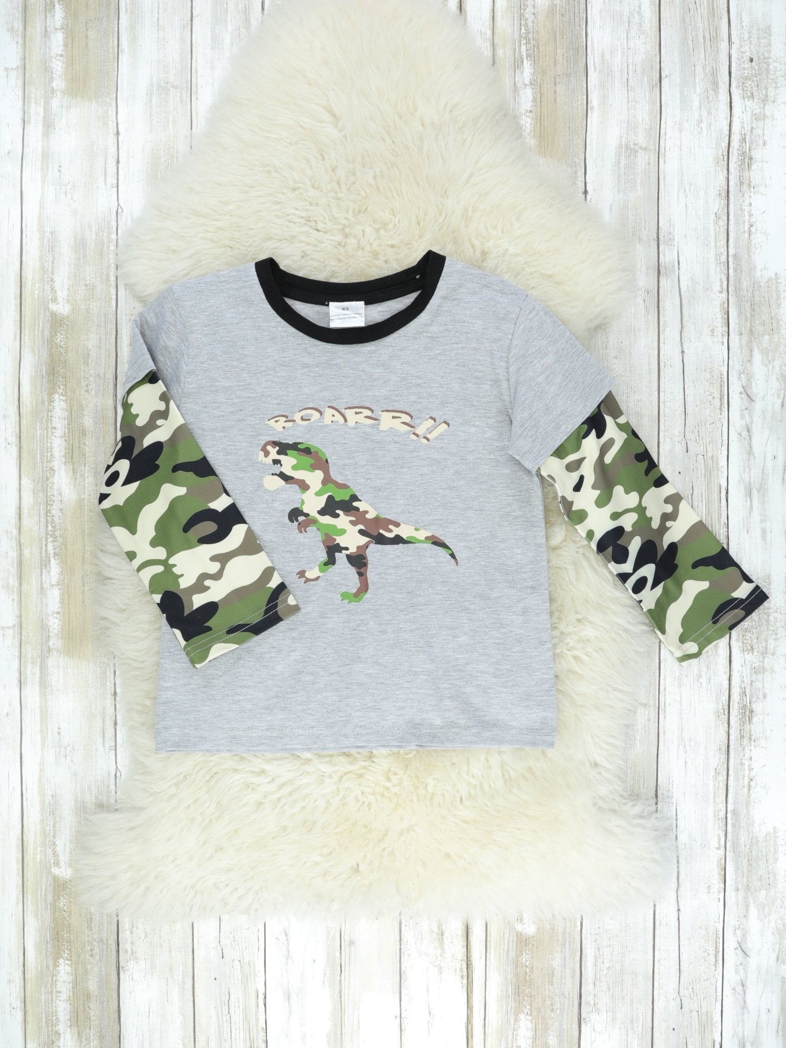 Roar Camo Dinosaur Layered Shirt - Marie Nicole Clothing