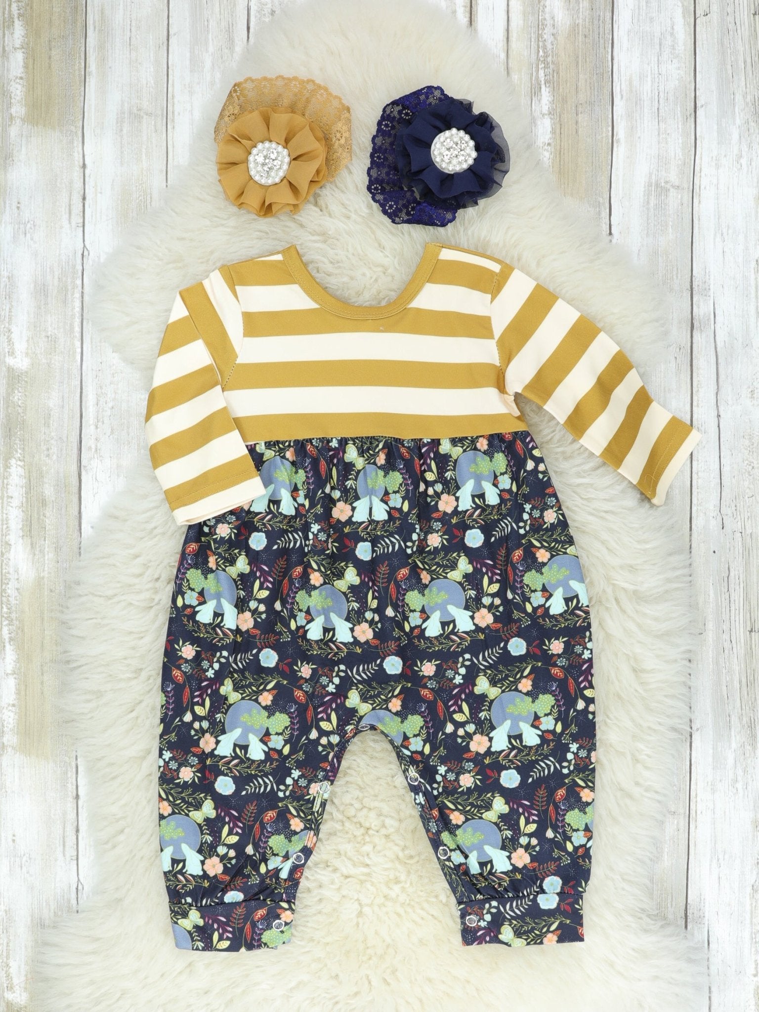 Mustard & Black Romper - Marie Nicole Clothing