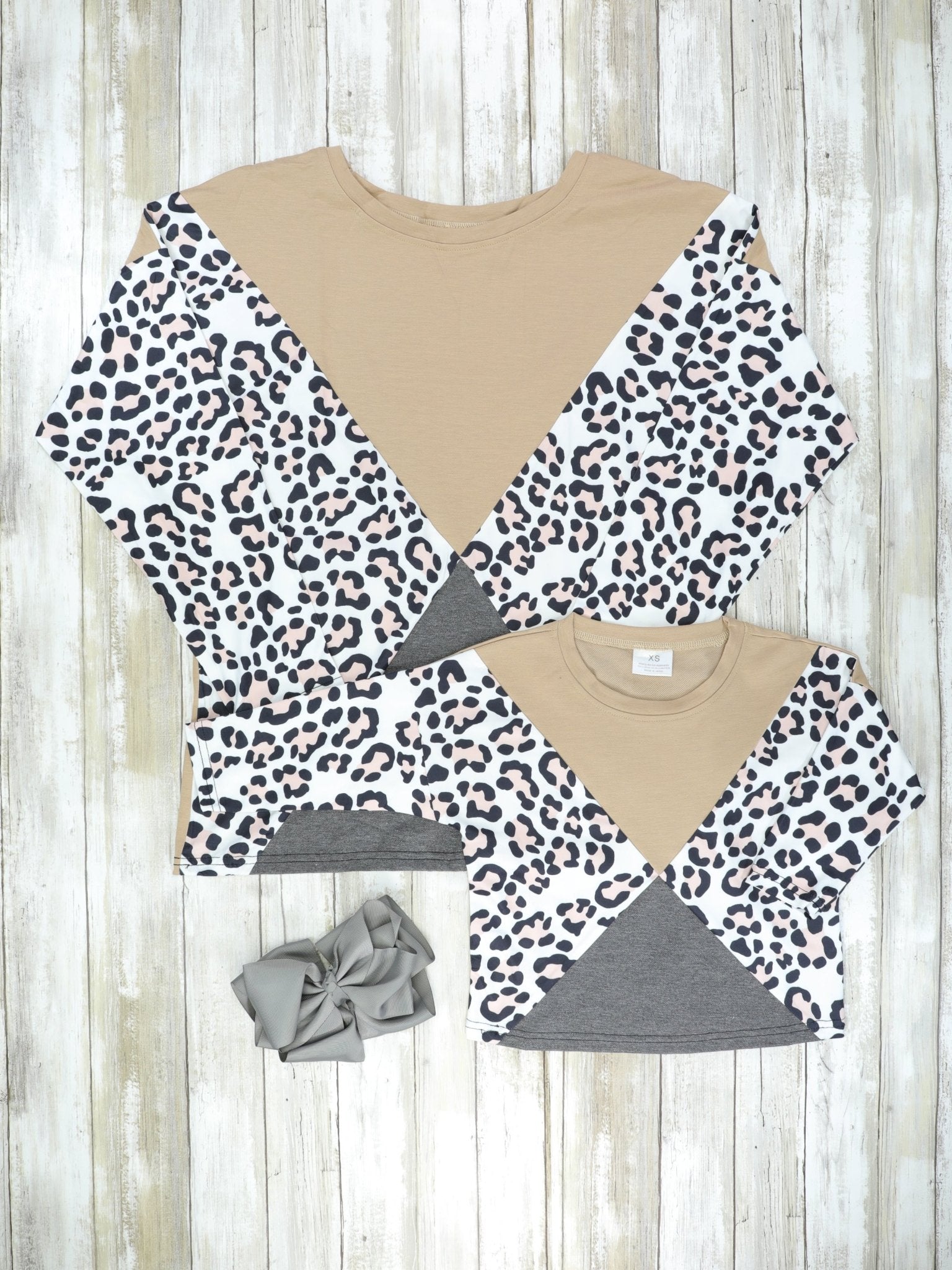 Mom & Me Cheetah Triangle Crewneck Shirt - Marie Nicole Clothing