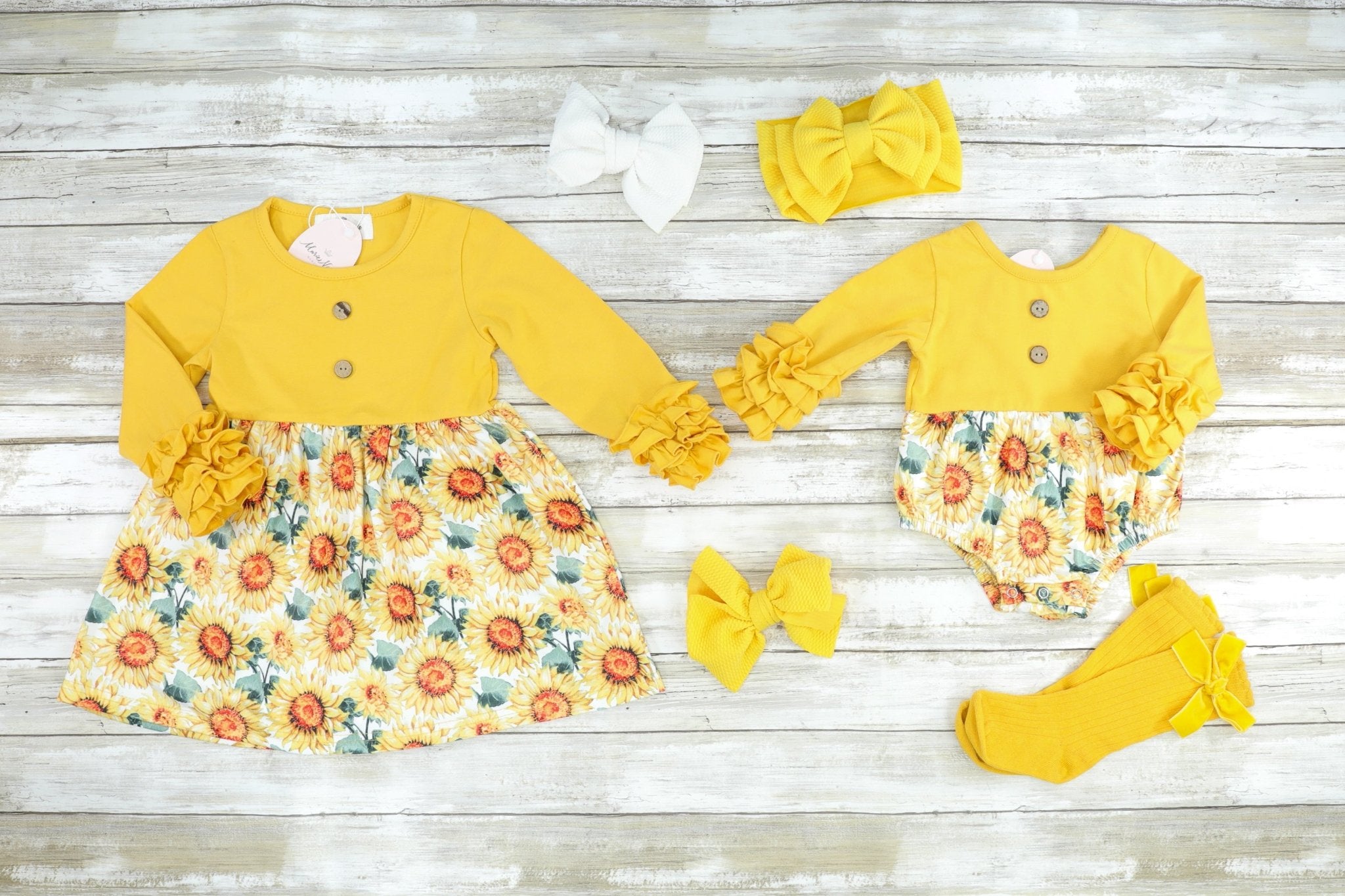 Mustard Sunflower Icing Dress - Marie Nicole Clothing