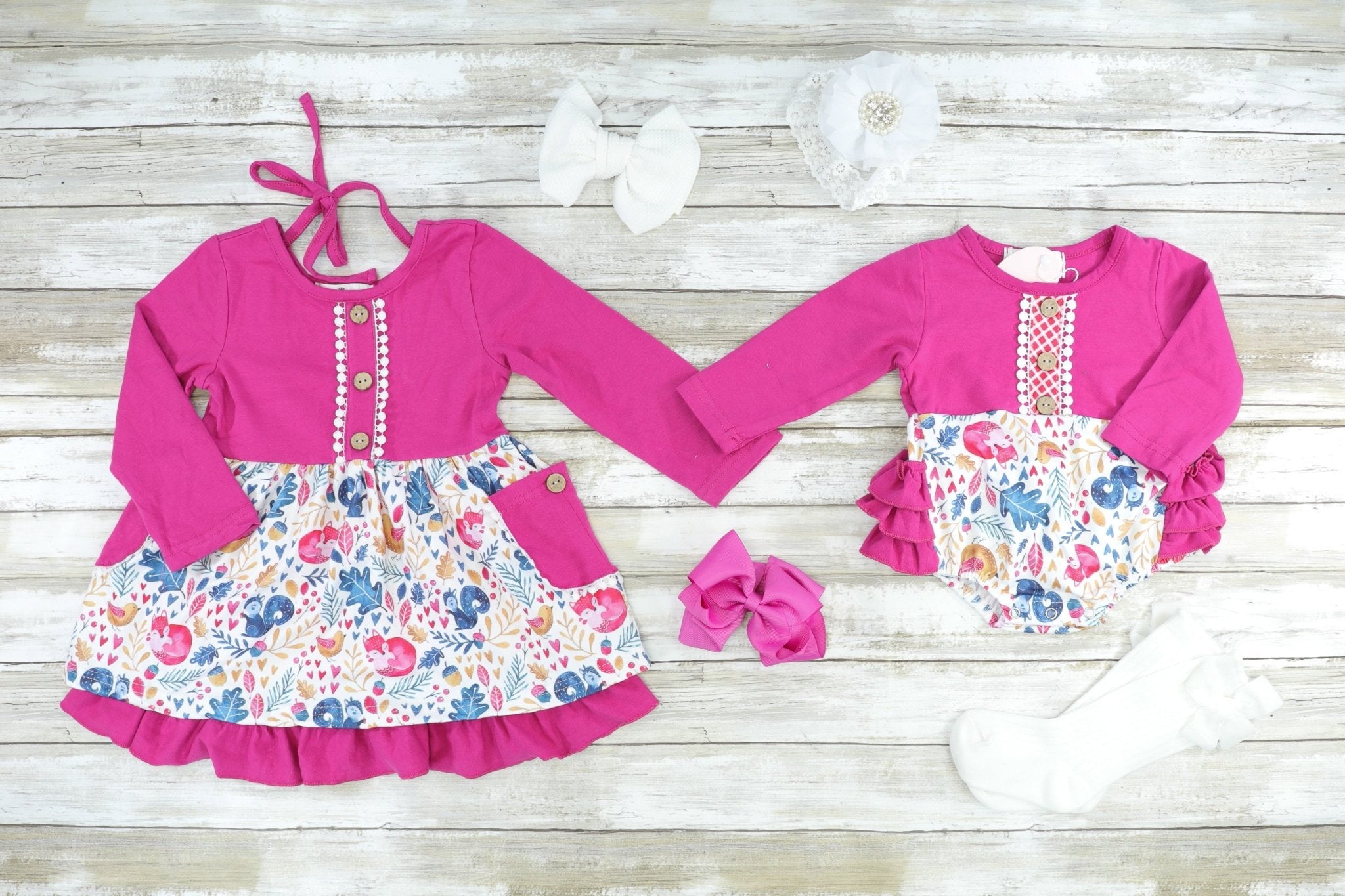 Magenta Watercolor Bubble Romper - Marie Nicole Clothing