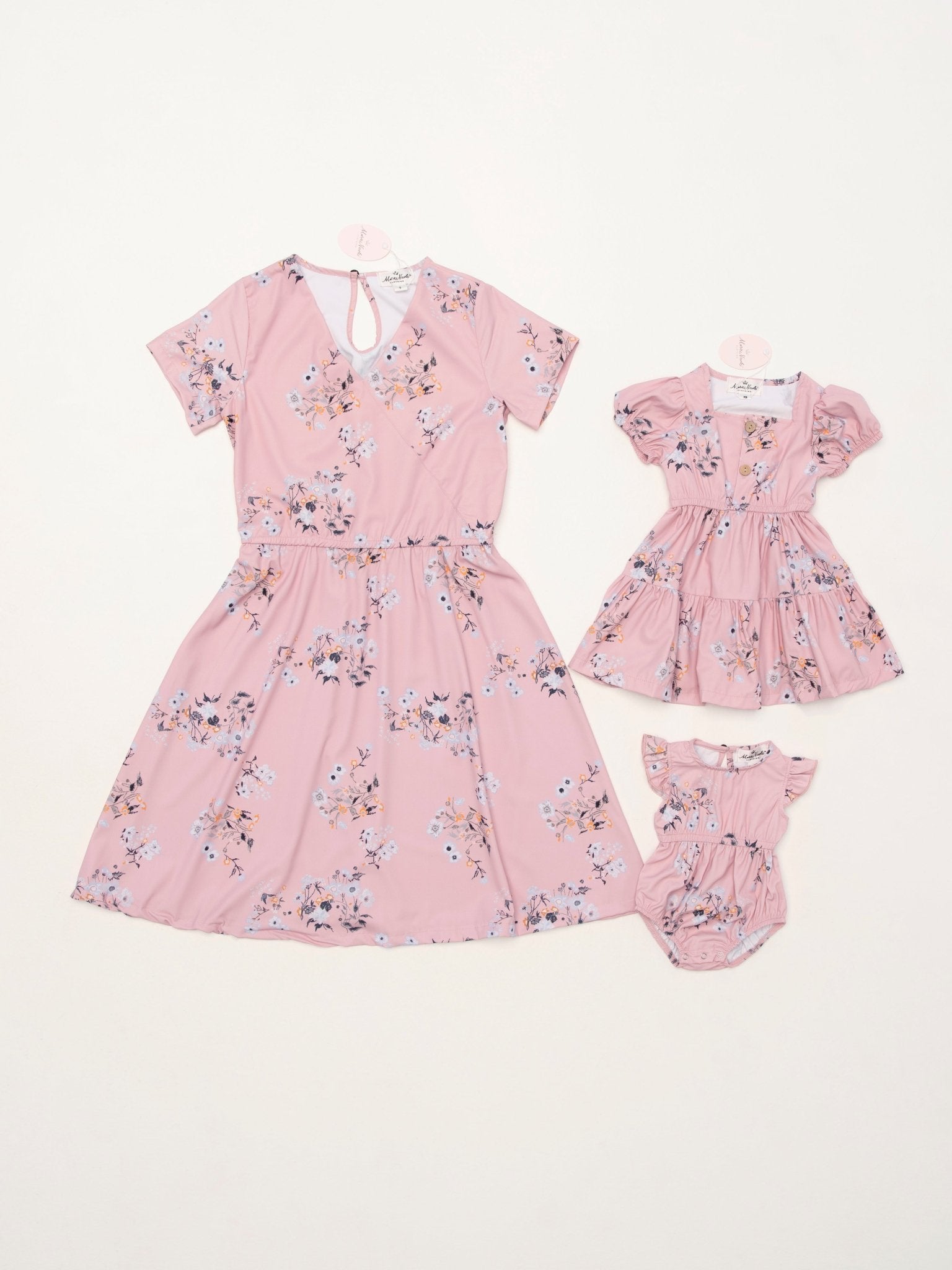 Mom & Me Pink Floral Dress & Romper - Marie Nicole Clothing