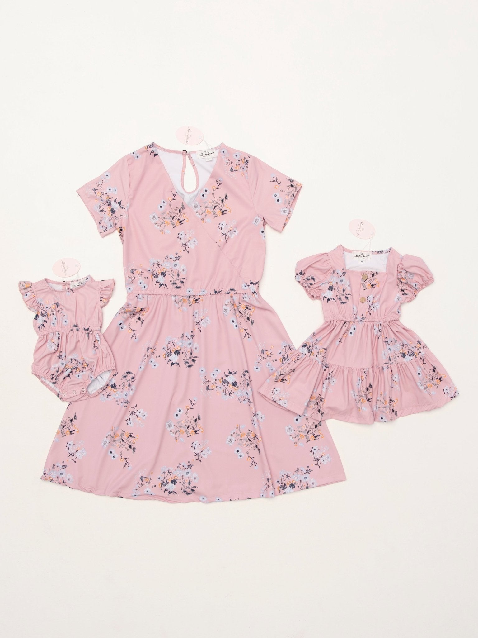 Mom & Me Pink Floral Dress & Romper - Marie Nicole Clothing