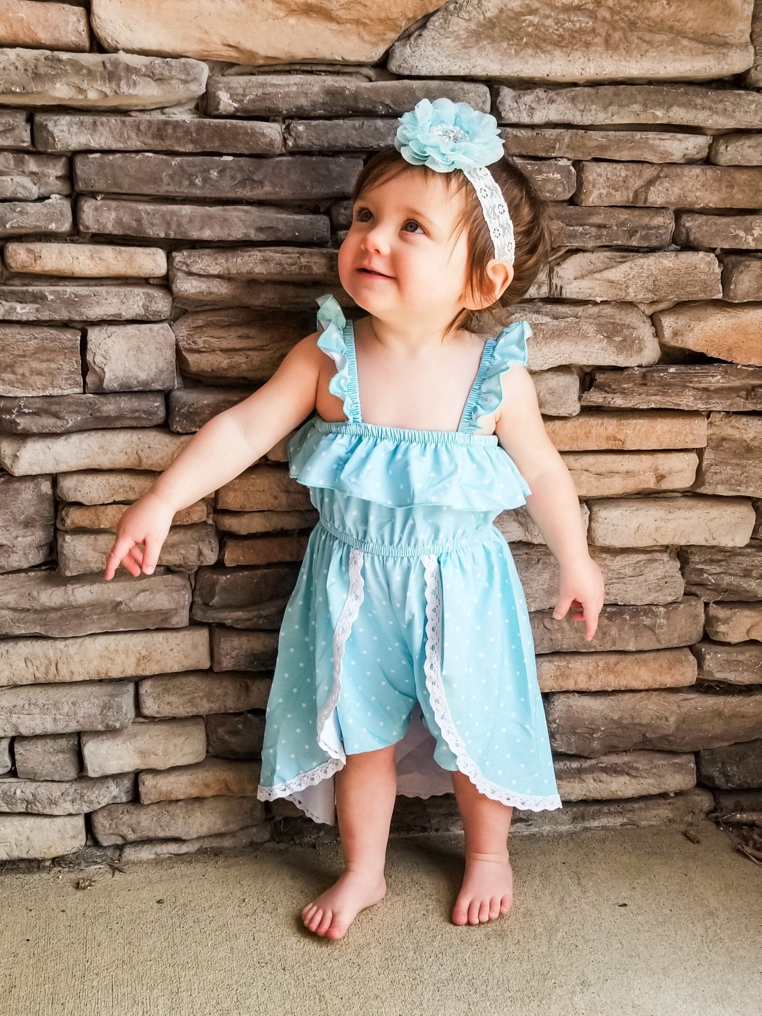 Mint Polka Dot Split Dress Romper - Marie Nicole Clothing