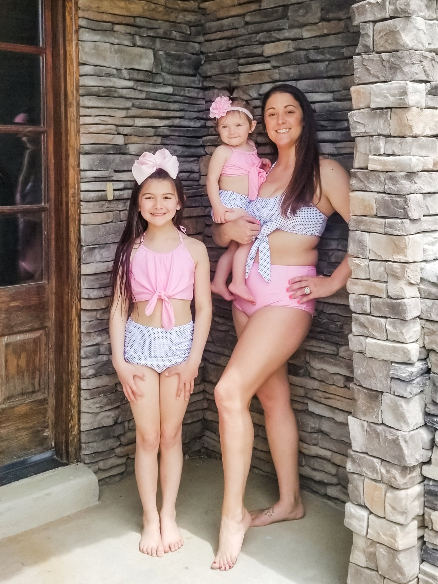 Mom & Me Pink Halter Polka Dot Bikini - Marie Nicole Clothing